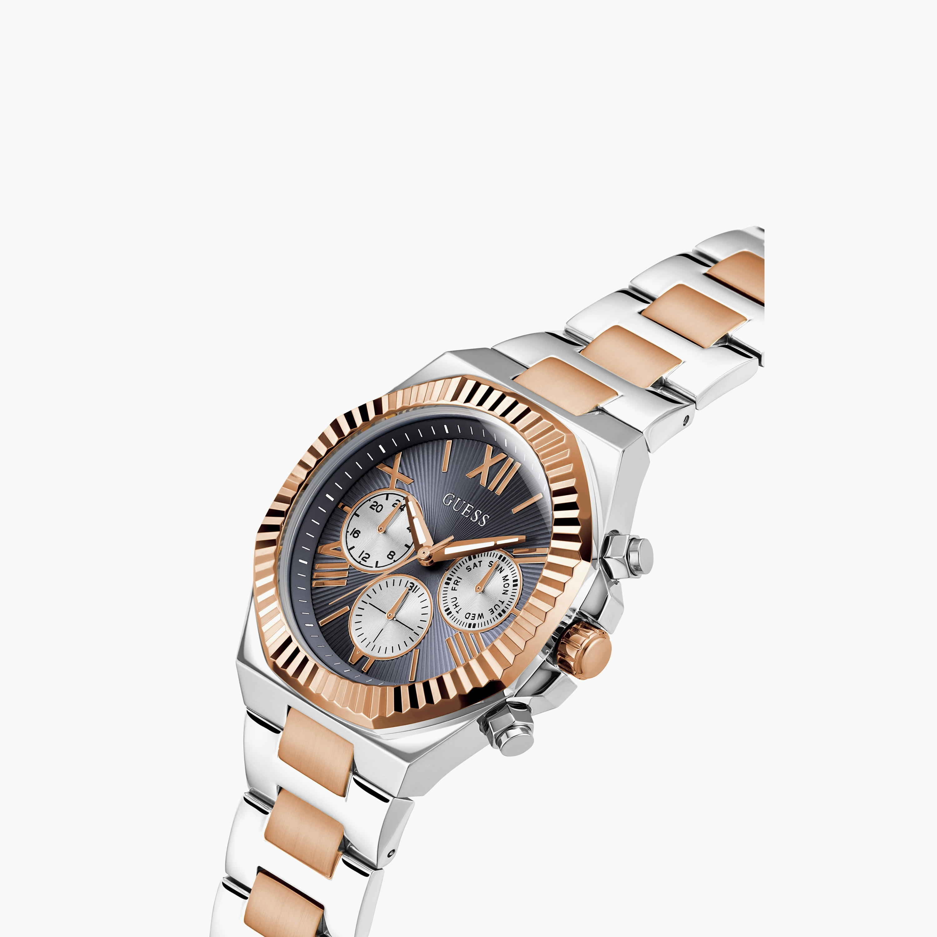 Guess Men's 44 MM Silver & Rose Gold Chronograph Stainless Steel Watch | GW0703G4-men-watchesandjewellery-watches-image-2