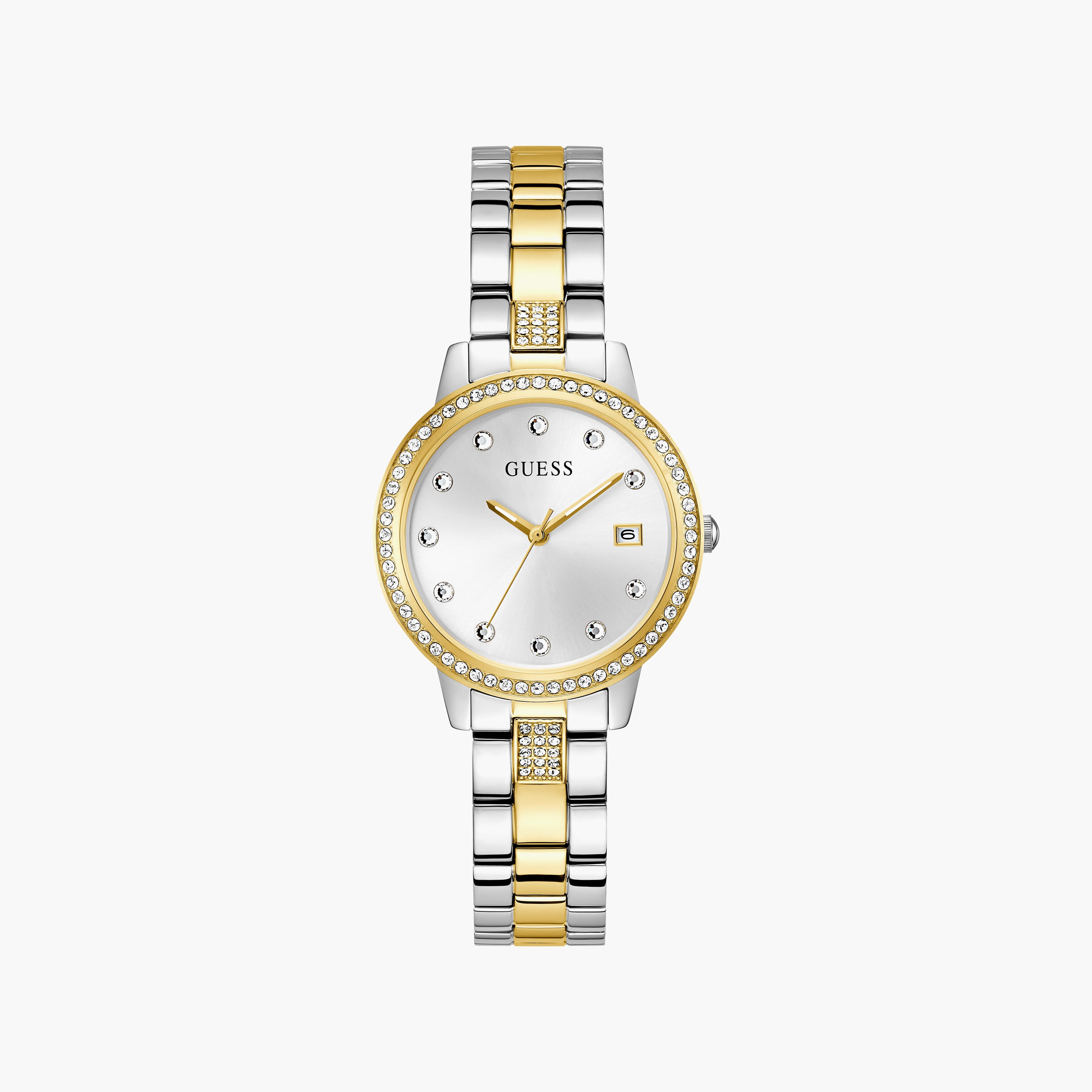 Guess Women's 34 MM Silver and Gold Analog Stainless Steel Watch | GW0725L1-women-watchesandjewellery-watches-image-1