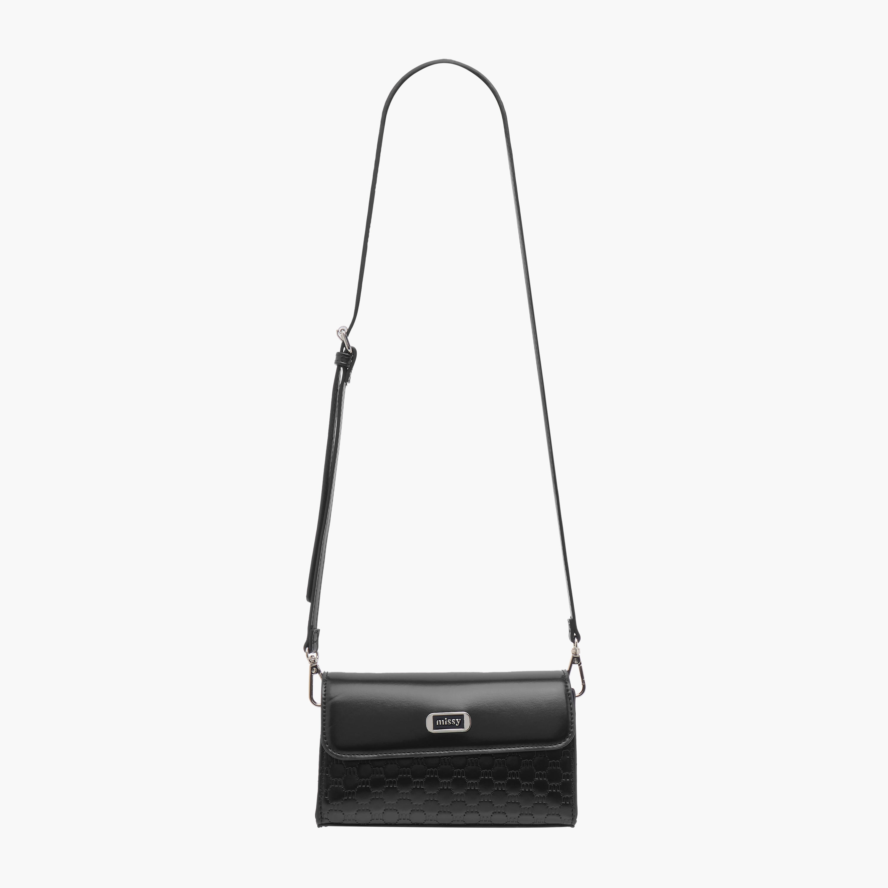 Missy Logo Embossed Crossbody Bag with Detachable Strap and Flap Closure-women-bagsandwallets-handbags-image-2