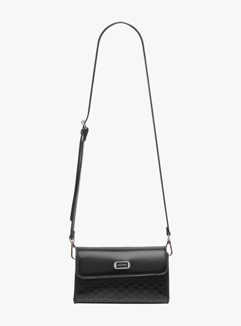 Missy Logo Embossed Crossbody Bag with Detachable Strap and Flap Closure-women-bagsandwallets-handbags-image-2
