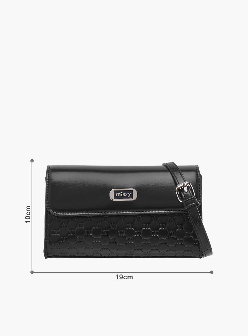 Missy Logo Embossed Crossbody Bag with Detachable Strap and Flap Closure-women-bagsandwallets-handbags-image-7