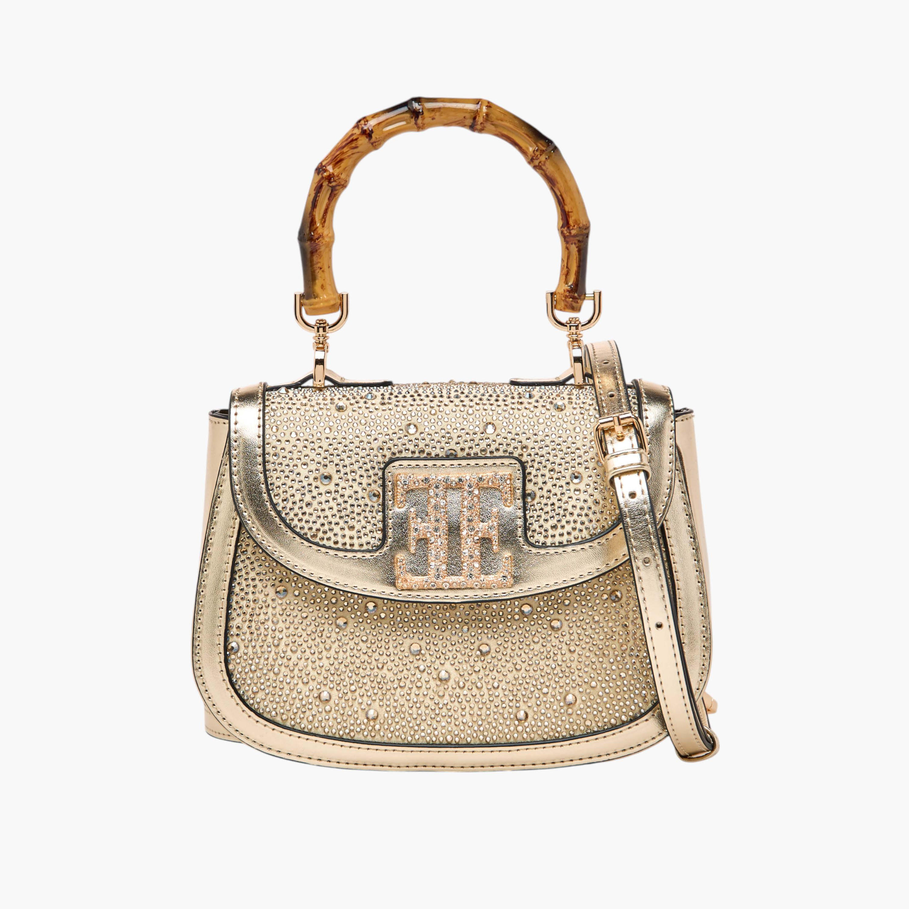 Elle Embellished Satchel Bag with Top Handle and Adjustable Strap-women-bagsandwallets-handbags-image-1
