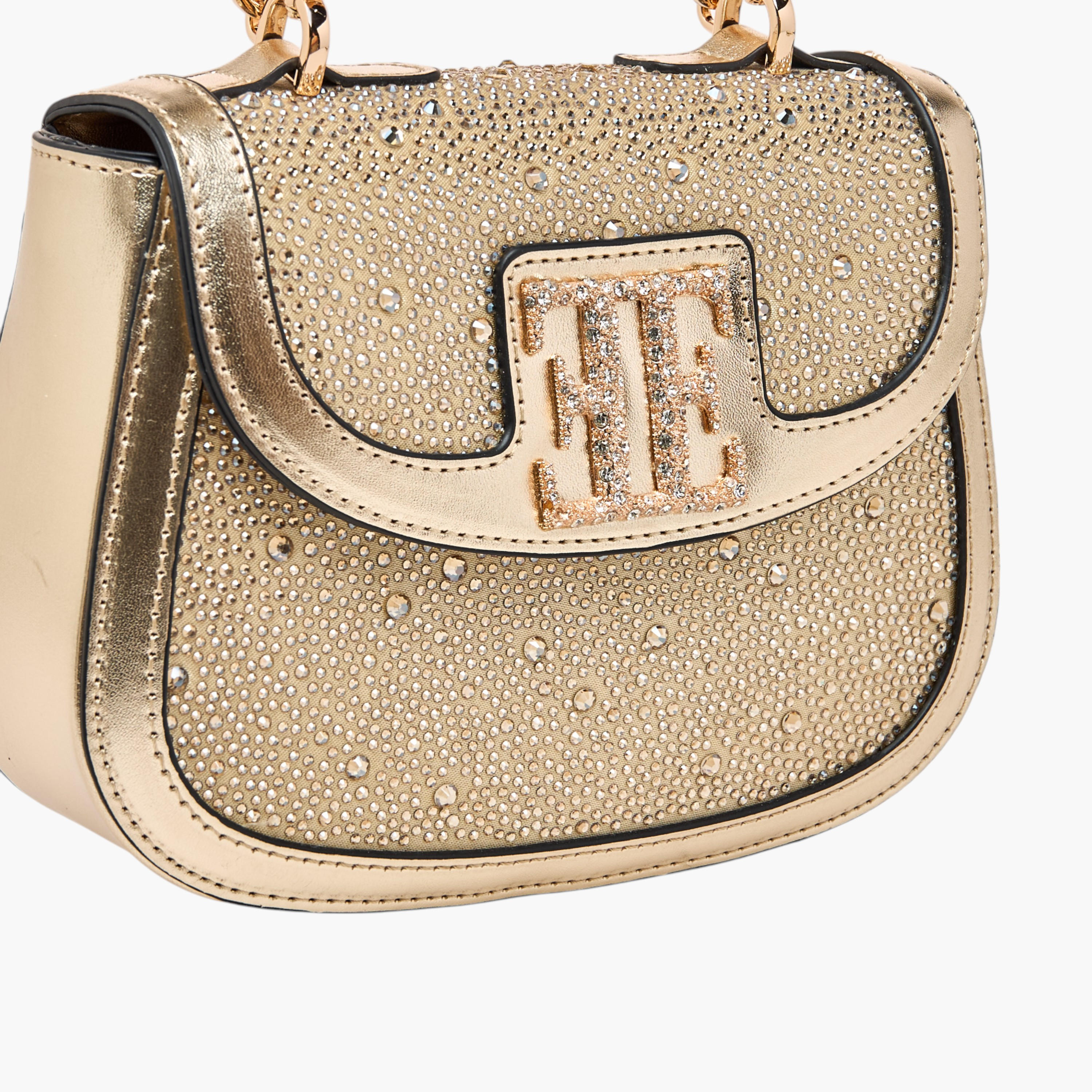 Elle Embellished Satchel Bag with Top Handle and Adjustable Strap-women-bagsandwallets-handbags-image-3