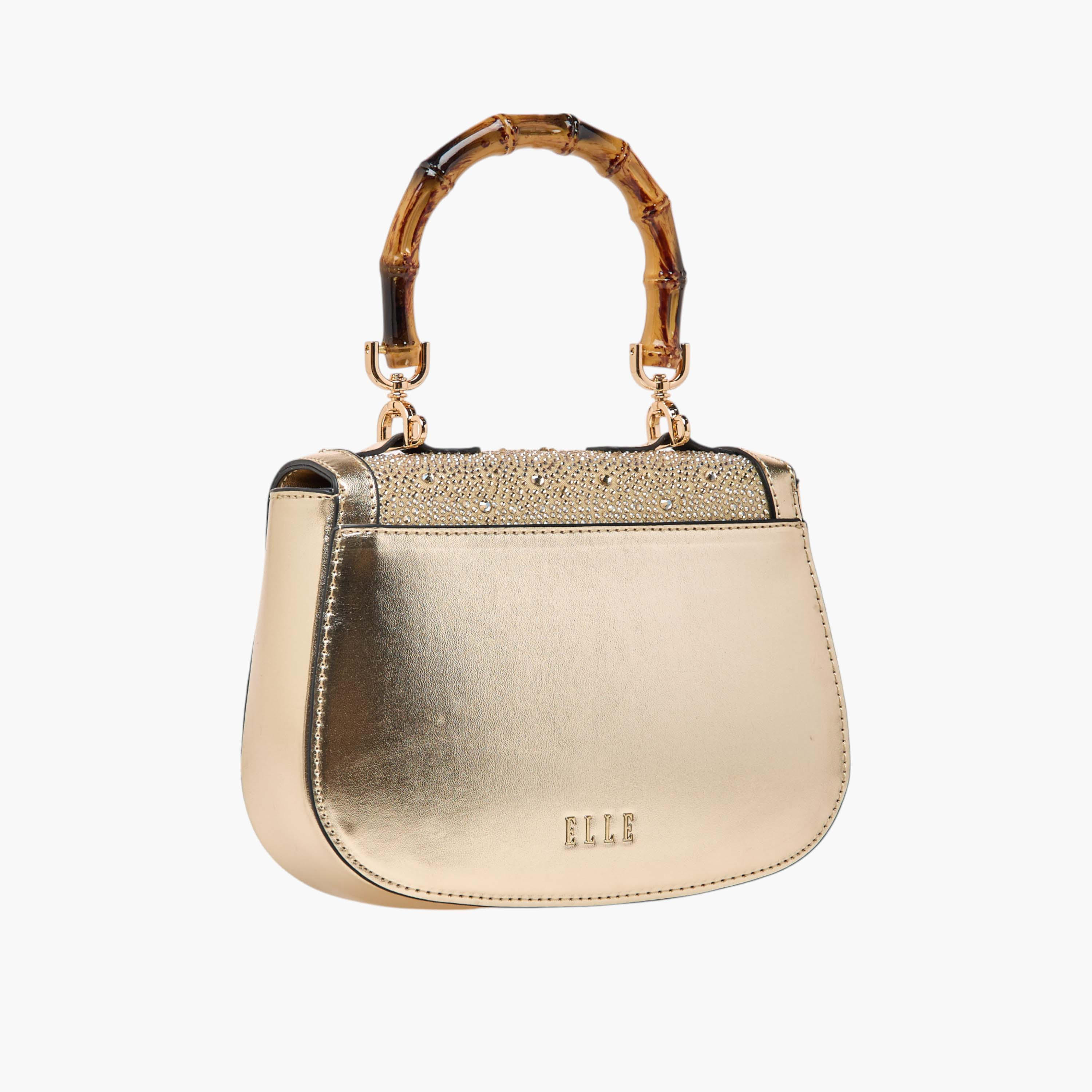 Elle Embellished Satchel Bag with Top Handle and Adjustable Strap-women-bagsandwallets-handbags-image-4