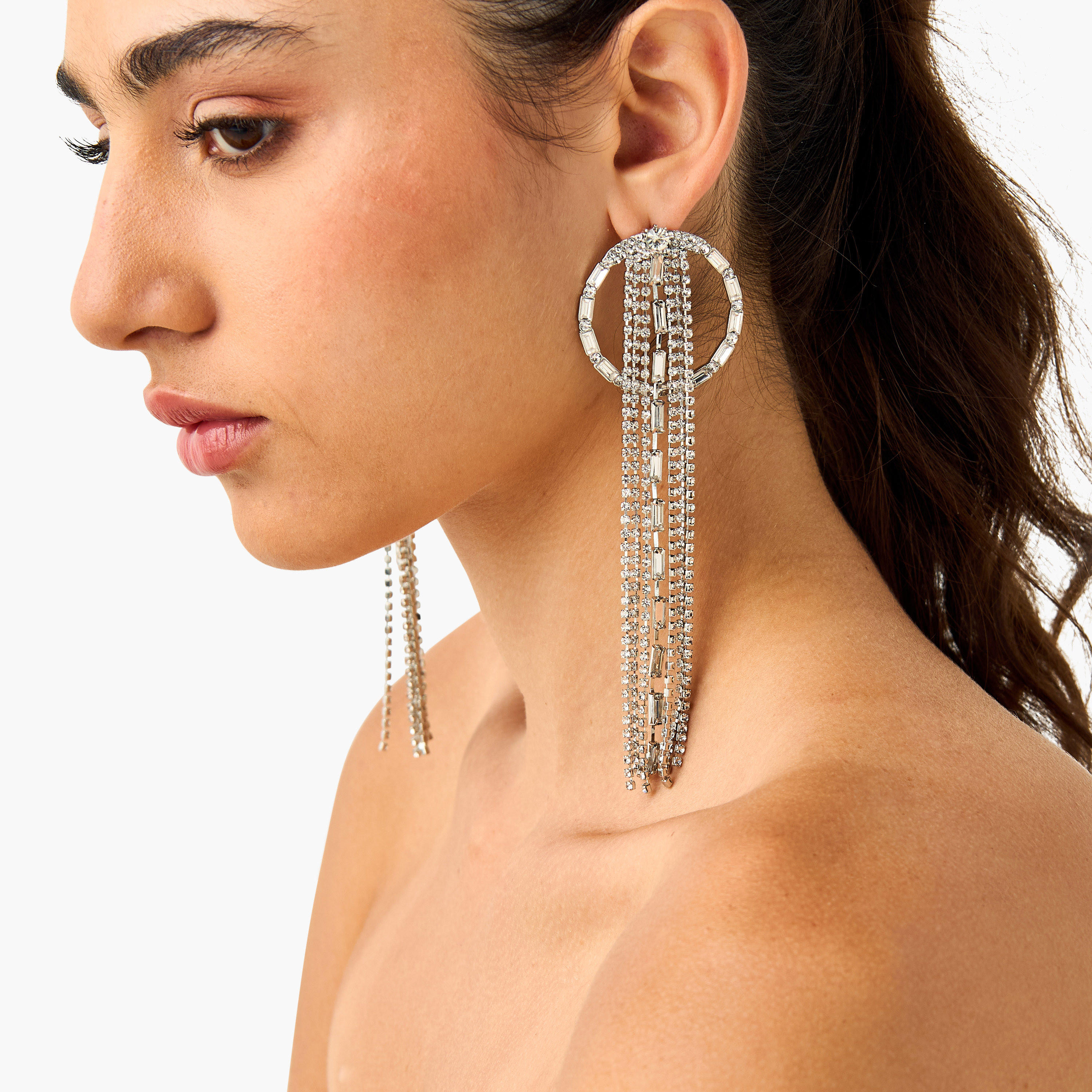Stone Embellished Dangling Earrings with Pushback Closure-women-watchesandjewellery-jewellery-earrings-image-2
