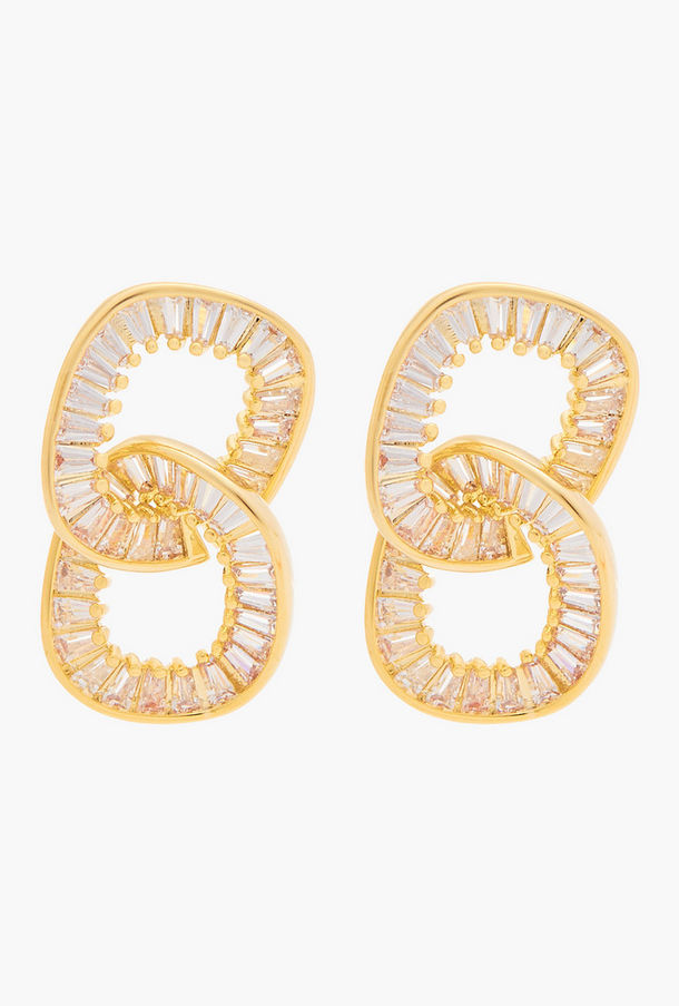 Stone Embellished Inter Loop Earrings with Pushback Closure-women-image-1