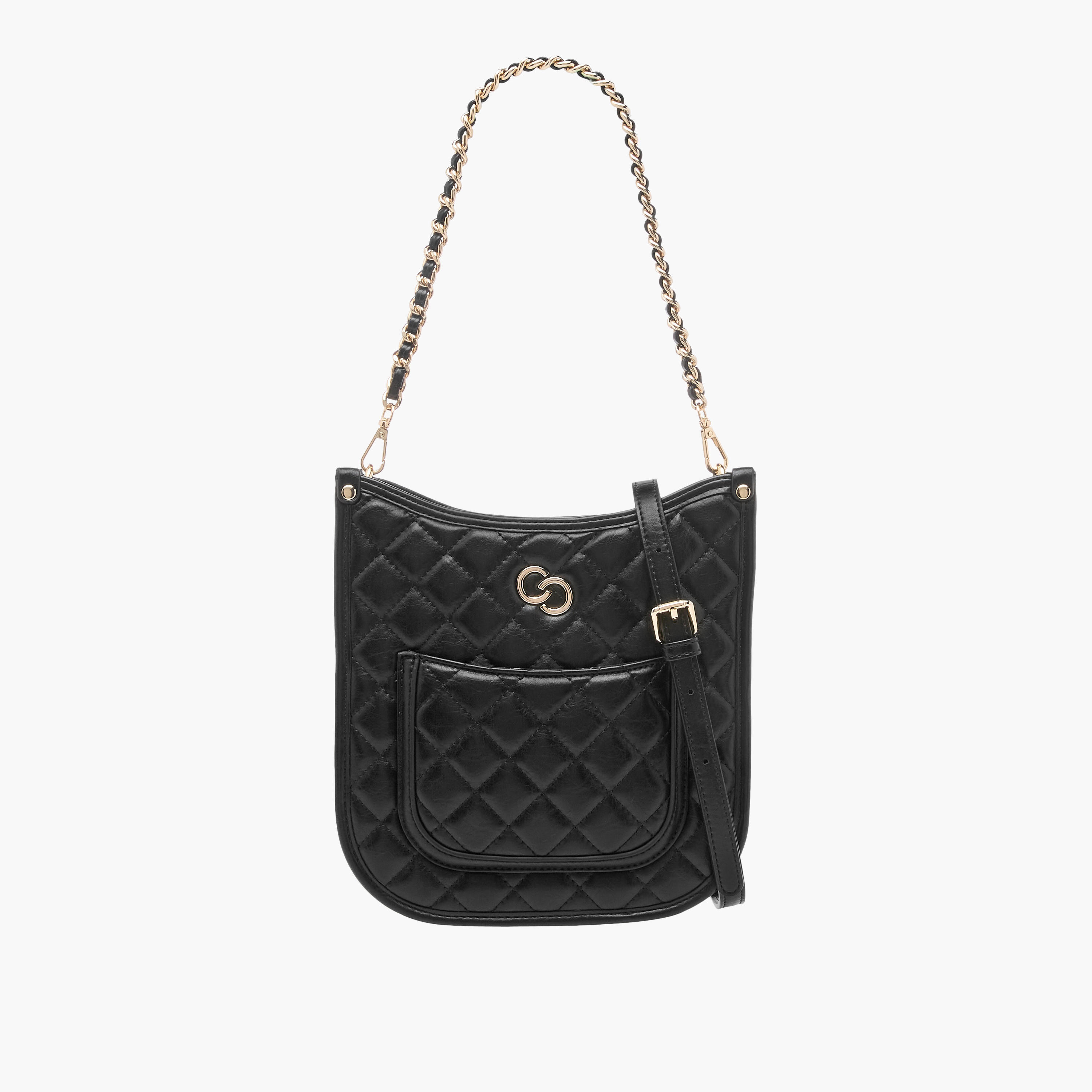 شنطة كتف مبطّنة بحزام سلسلة مضفّر وسحّاب إغلاق من سيليست-women-bagsandwallets-handbags-image-1