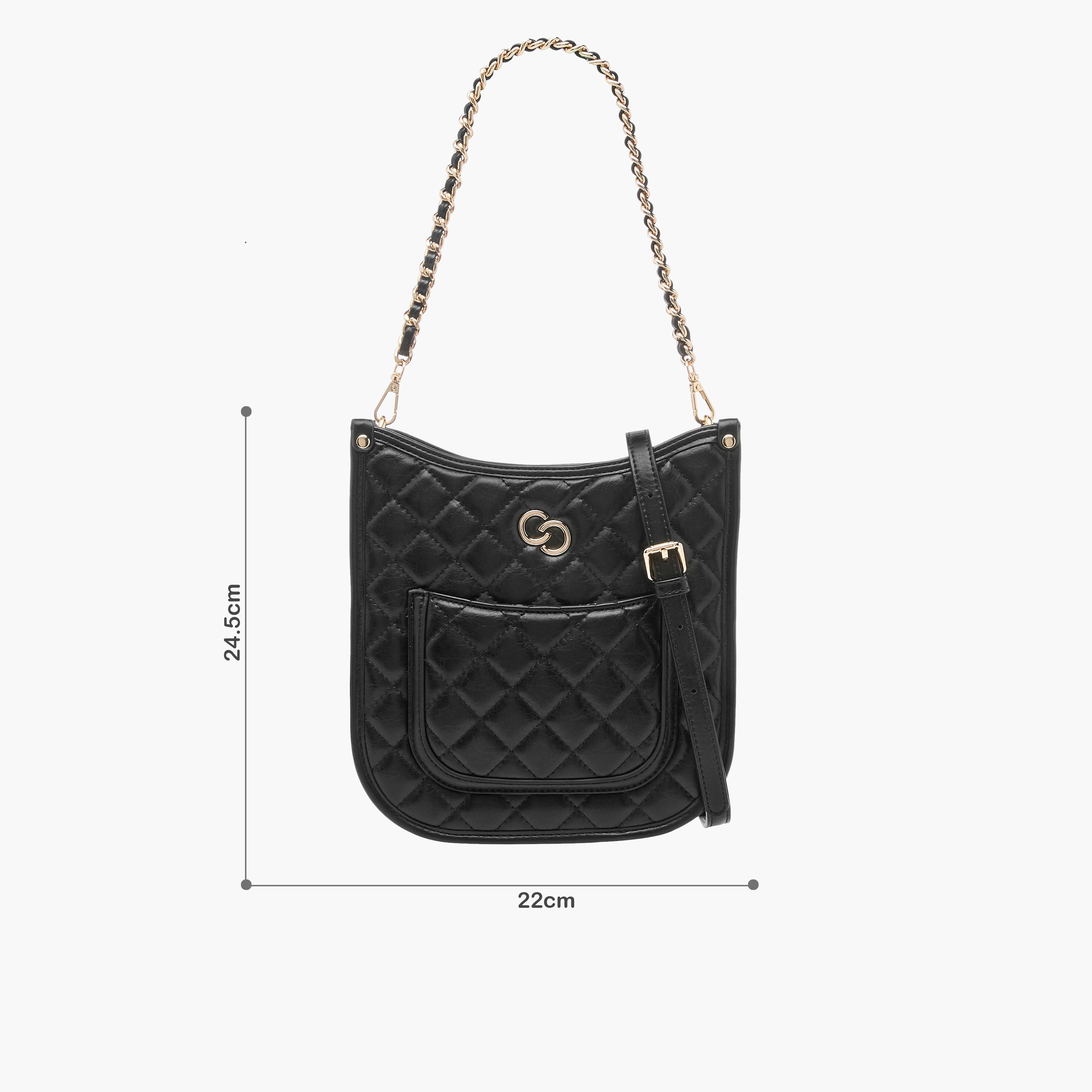 شنطة كتف مبطّنة بحزام سلسلة مضفّر وسحّاب إغلاق من سيليست-women-bagsandwallets-handbags-image-8