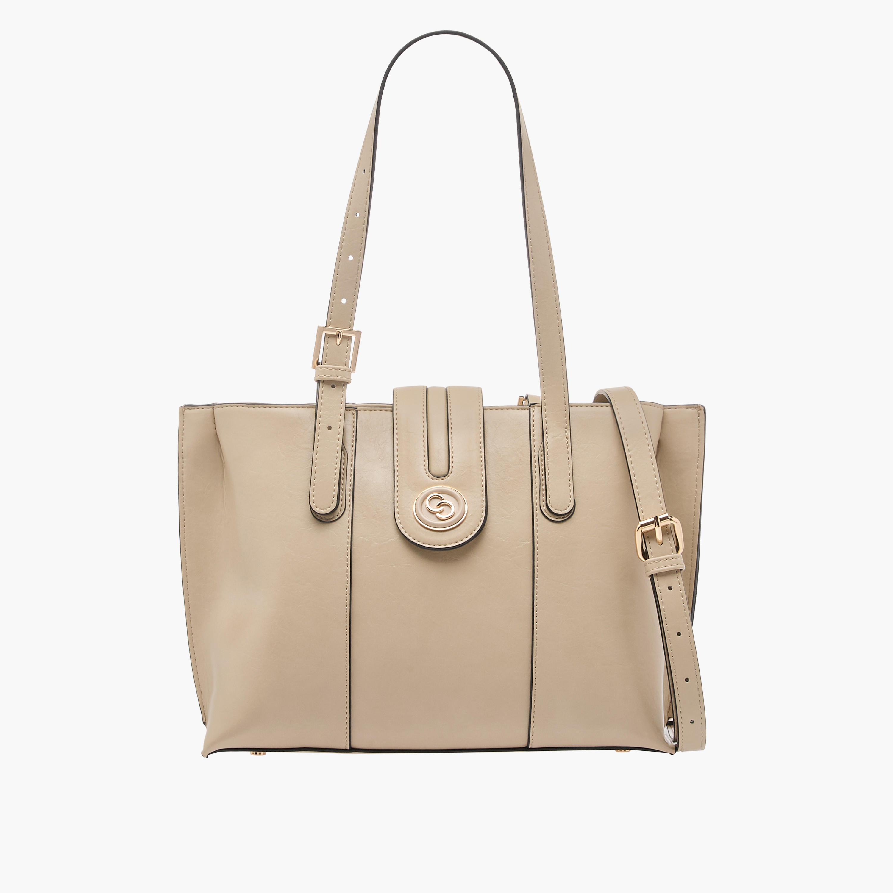 Celeste Solid Tote Bag with Double Handle and Zip Closure-women-bagsandwallets-handbags-image-1