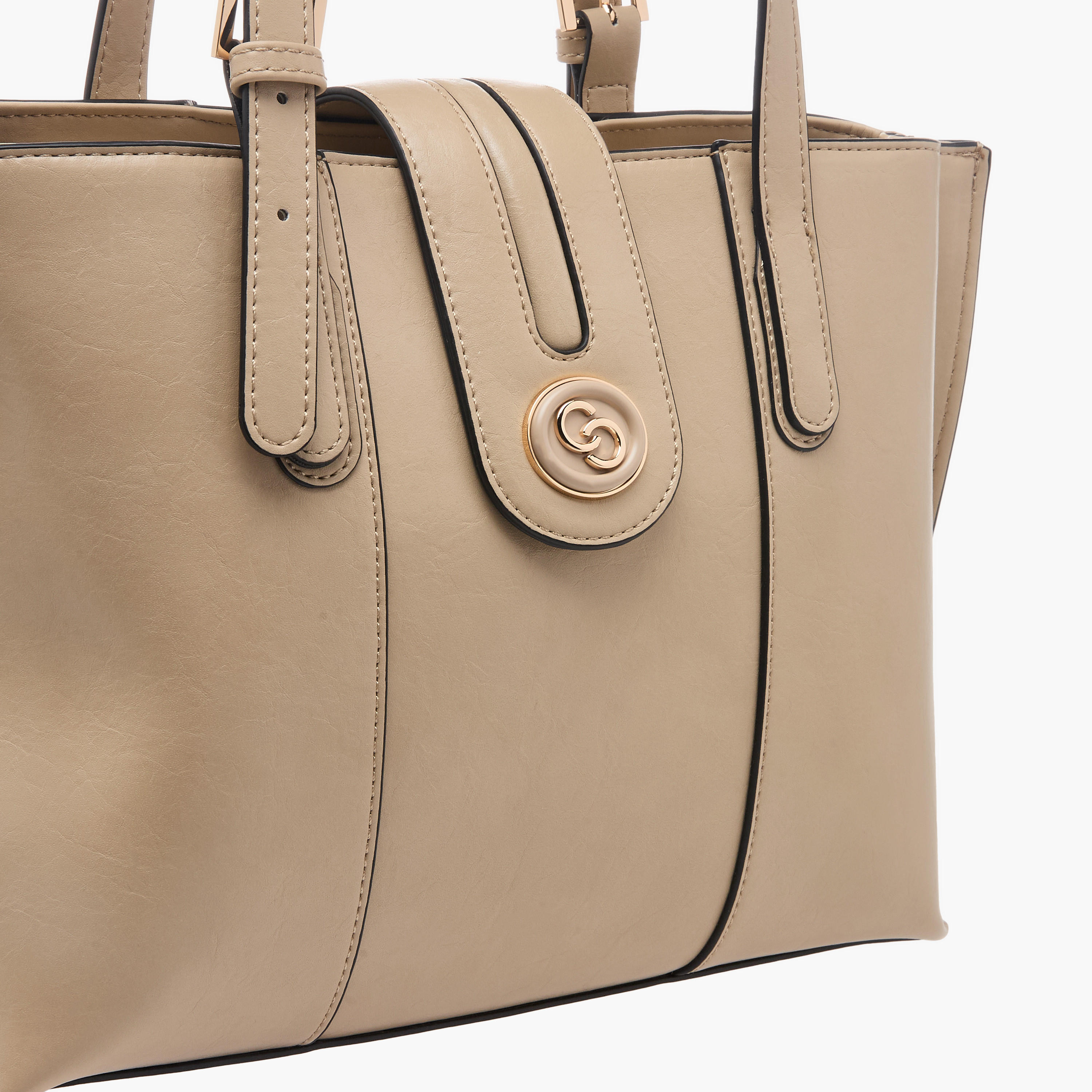 Celeste Solid Tote Bag with Double Handle and Zip Closure-women-bagsandwallets-handbags-image-4