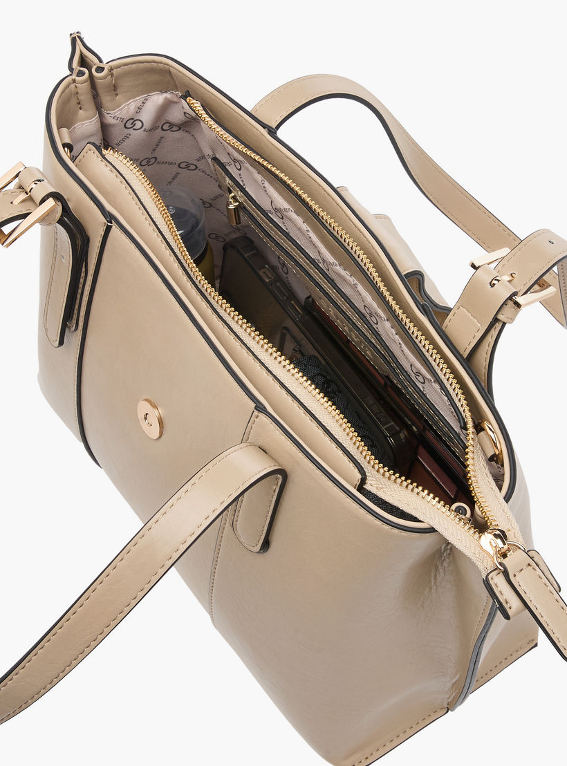 Celeste Solid Tote Bag with Double Handle and Zip Closure-women-bagsandwallets-handbags-image-7