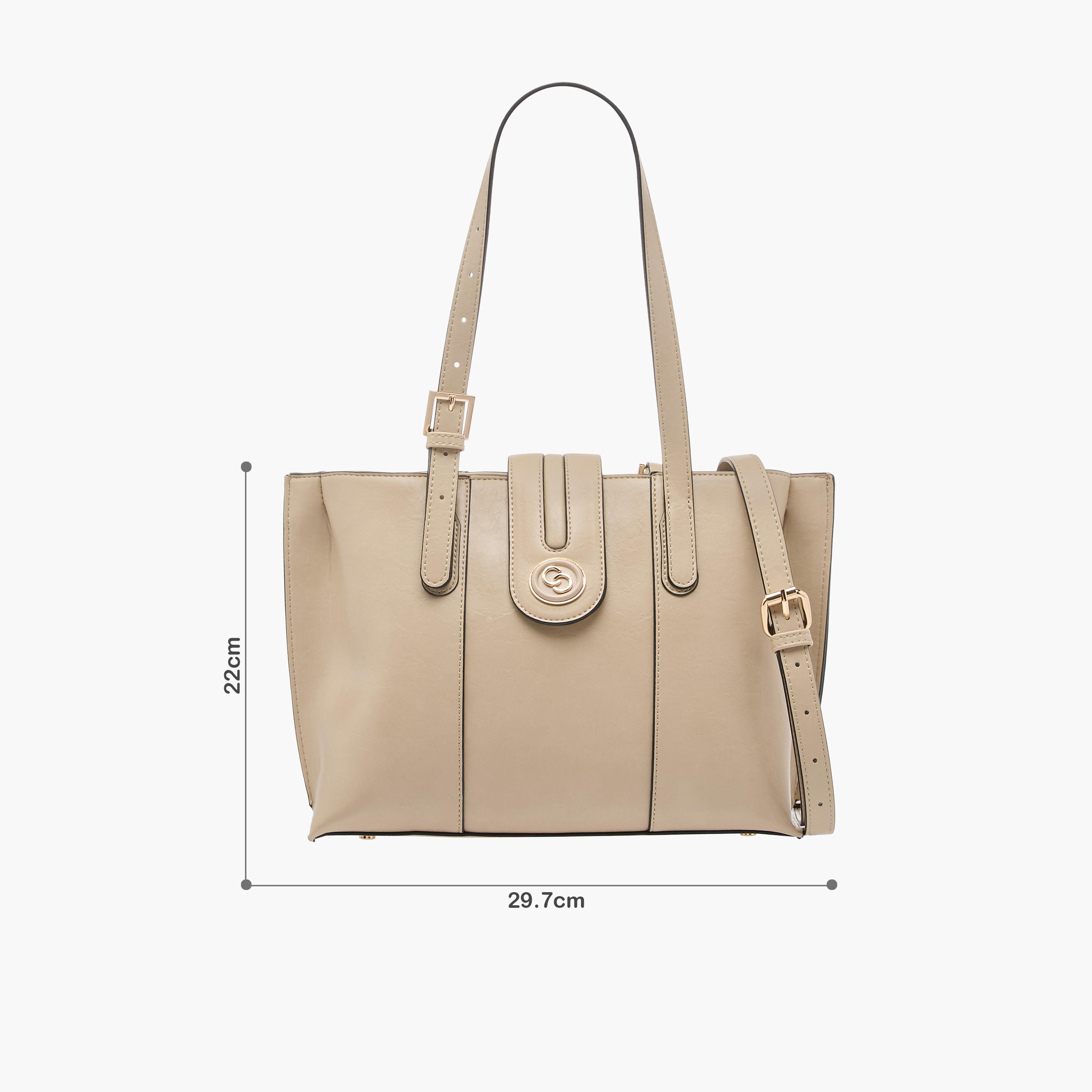 Celeste Solid Tote Bag with Double Handle and Zip Closure-women-bagsandwallets-handbags-image-8
