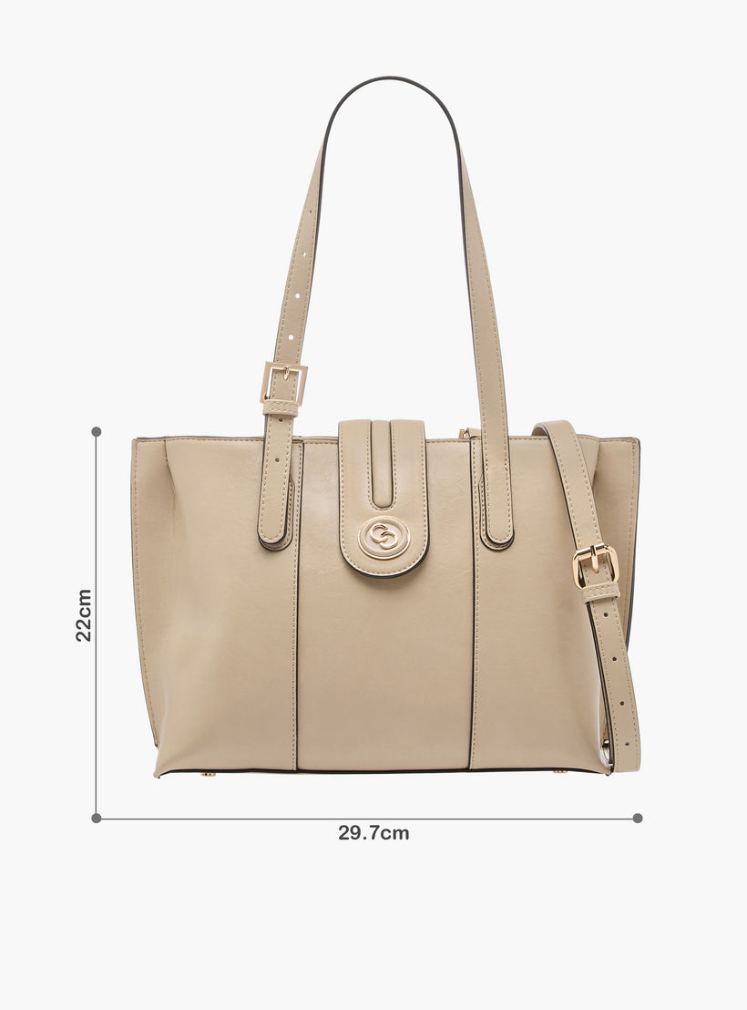 Celeste Solid Tote Bag with Double Handle and Zip Closure-women-bagsandwallets-handbags-image-8