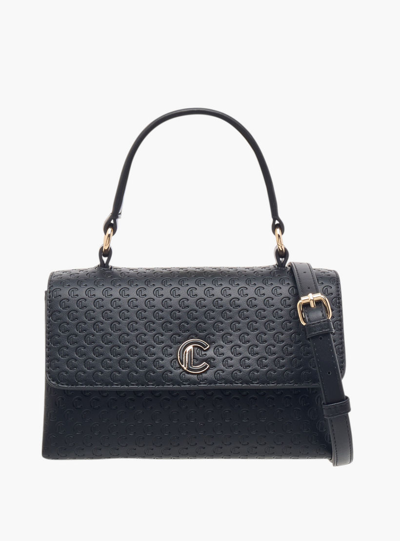 شنطة ساتشيل بنقوش مونوجرام وزر إغلاق من لي كونفورت-women-bagsandwallets-handbags-image-1