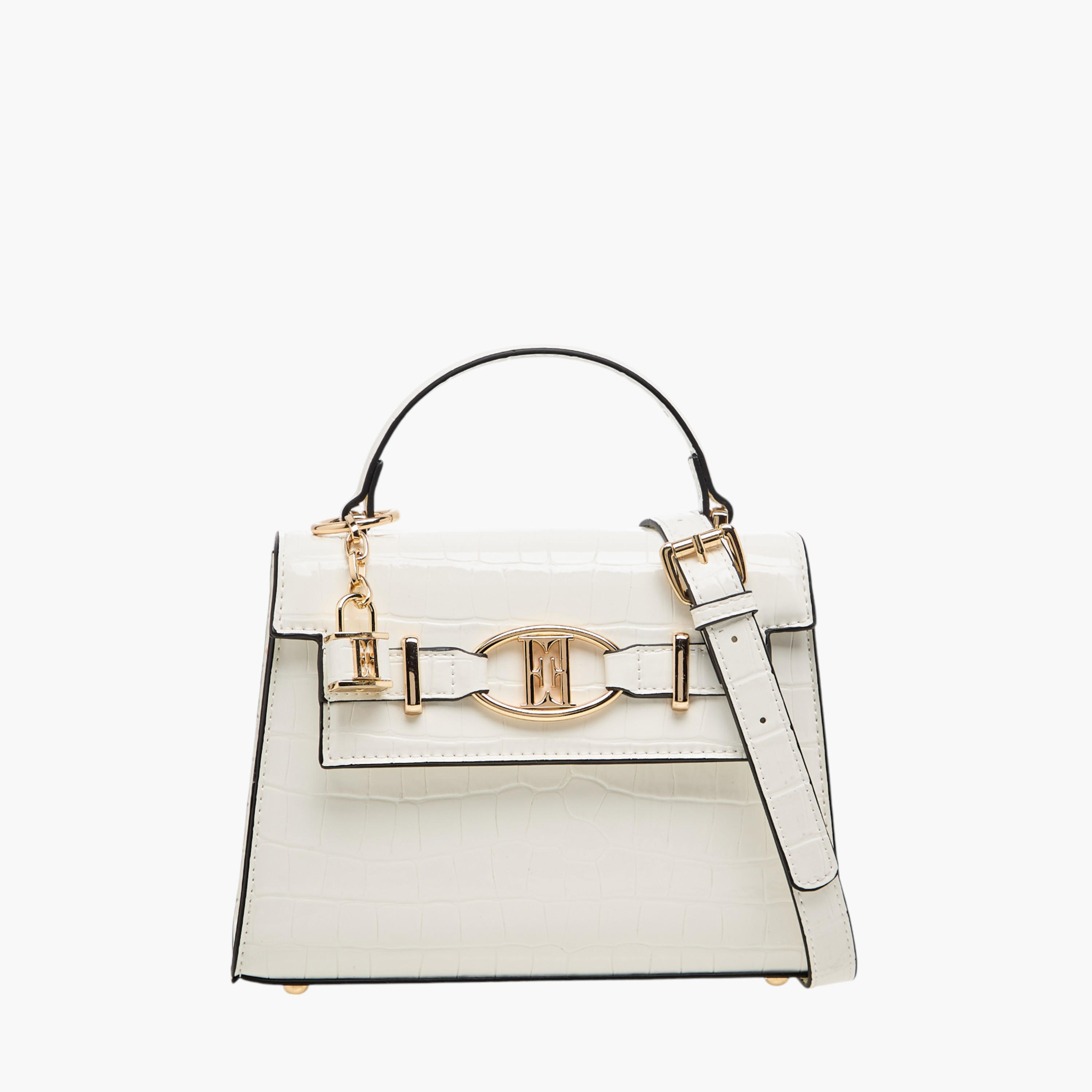 شنطة ساتشيل بارزة الملمس بحزام قابل للفصل وطية إغلاق من إيل-women-bagsandwallets-handbags-image-1