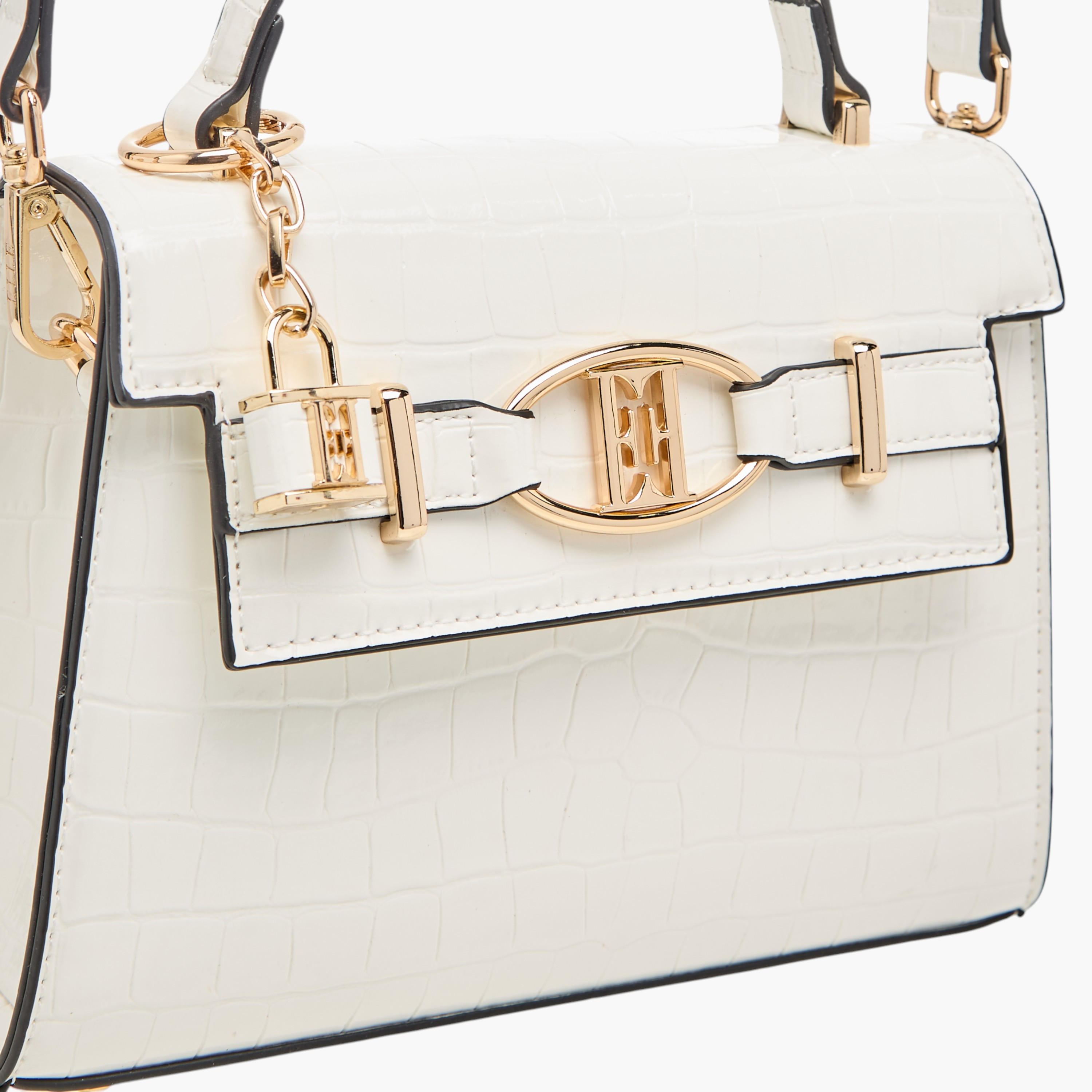 شنطة ساتشيل بارزة الملمس بحزام قابل للفصل وطية إغلاق من إيل-women-bagsandwallets-handbags-image-4