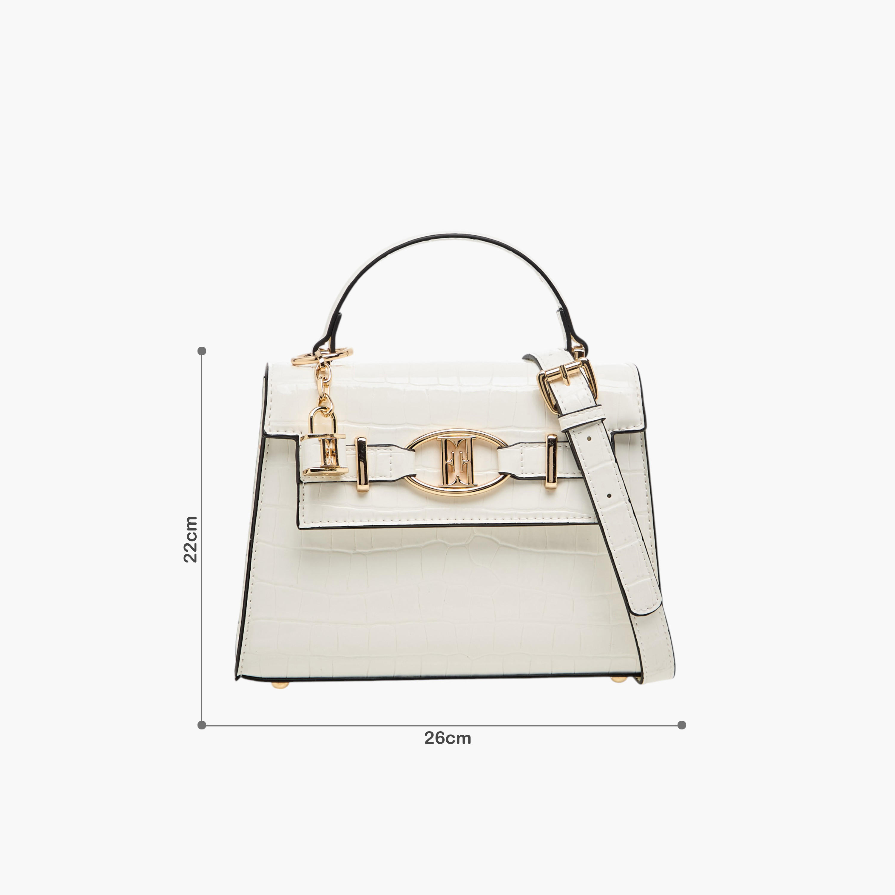 شنطة ساتشيل بارزة الملمس بحزام قابل للفصل وطية إغلاق من إيل-women-bagsandwallets-handbags-image-8