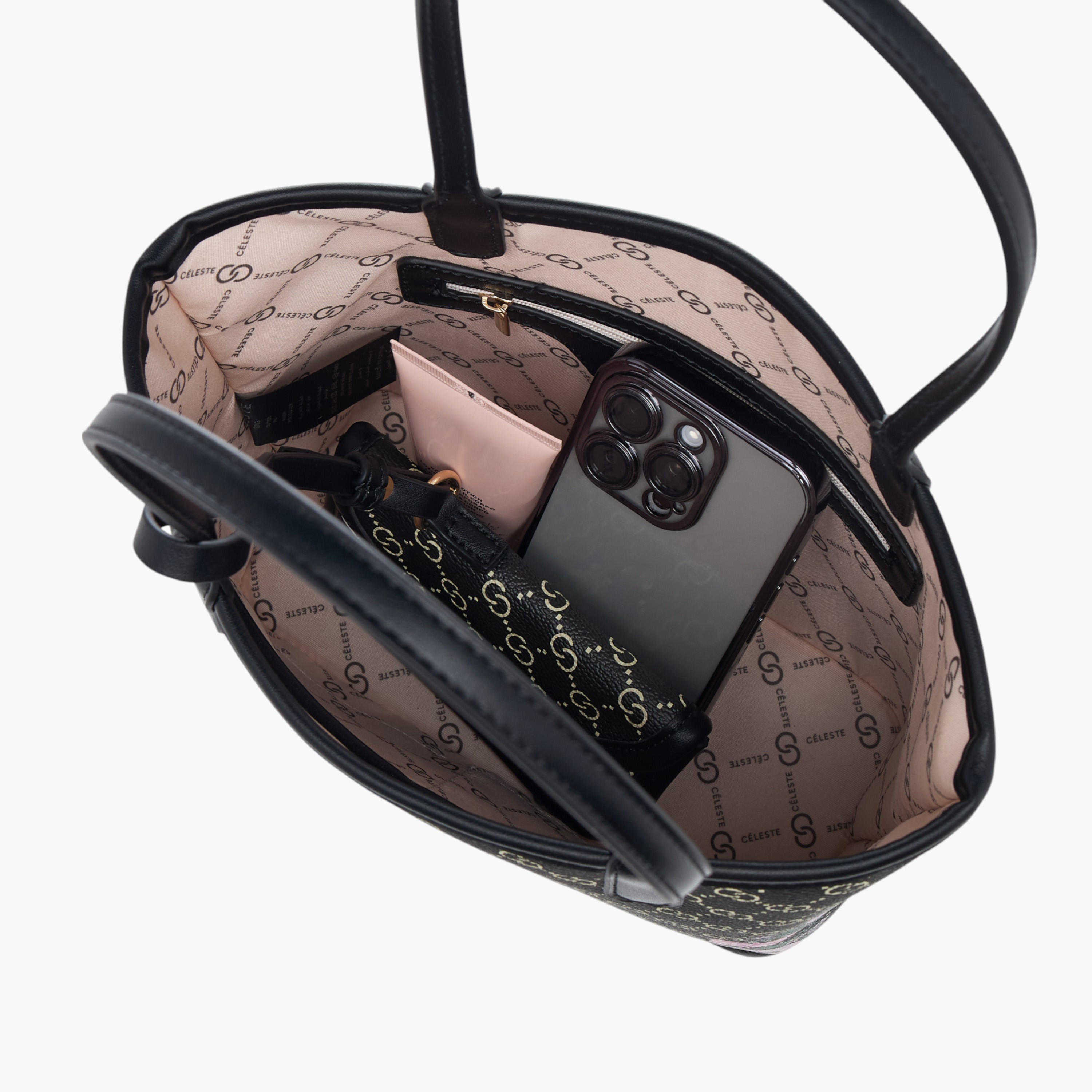 Celeste All-Over Monogram Print Tote Bag with Double Handle and Pouch-women-bagsandwallets-handbags-image-13