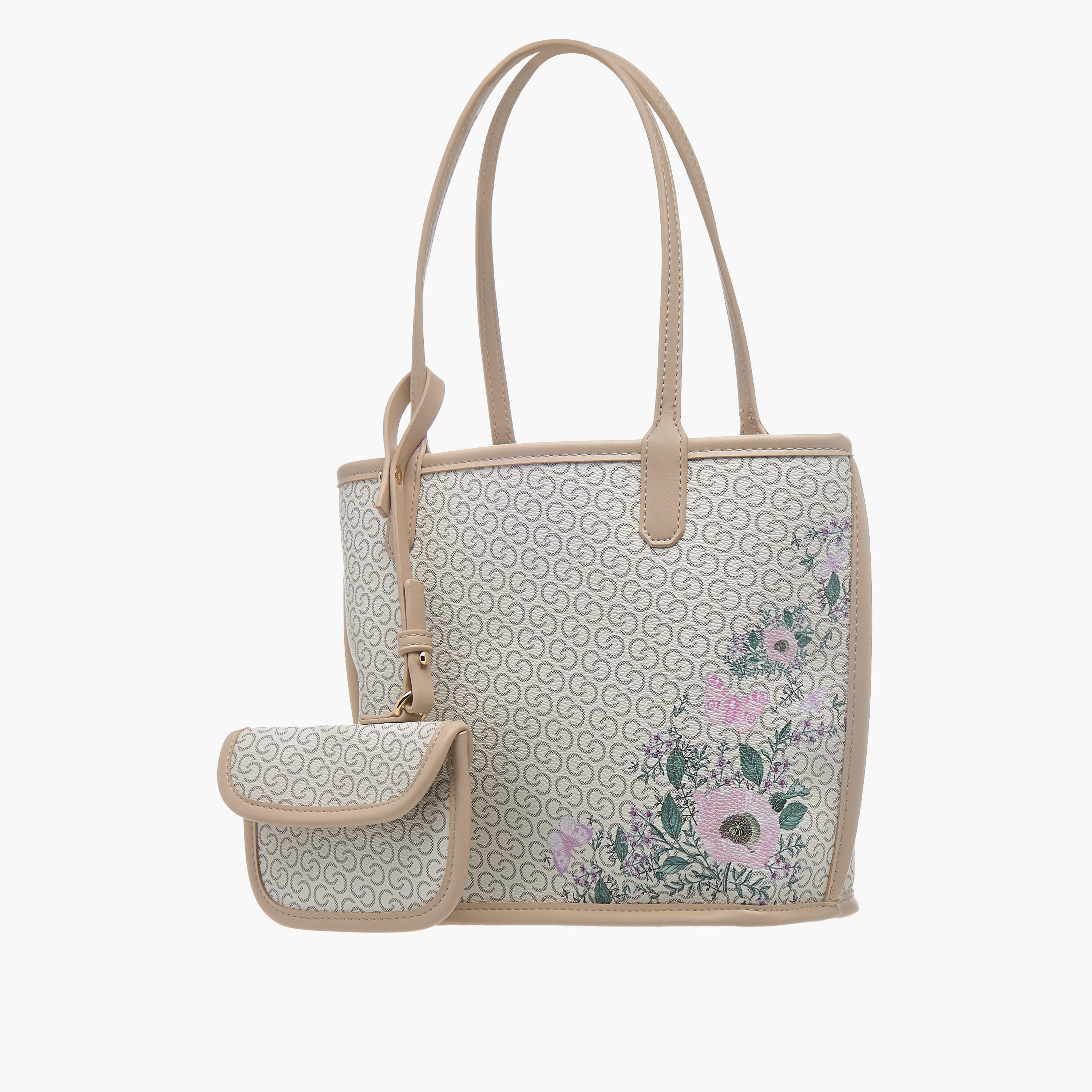 Celeste All-Over Monogram Print Tote Bag with Double Handle and Pouch-women-bagsandwallets-handbags-image-2