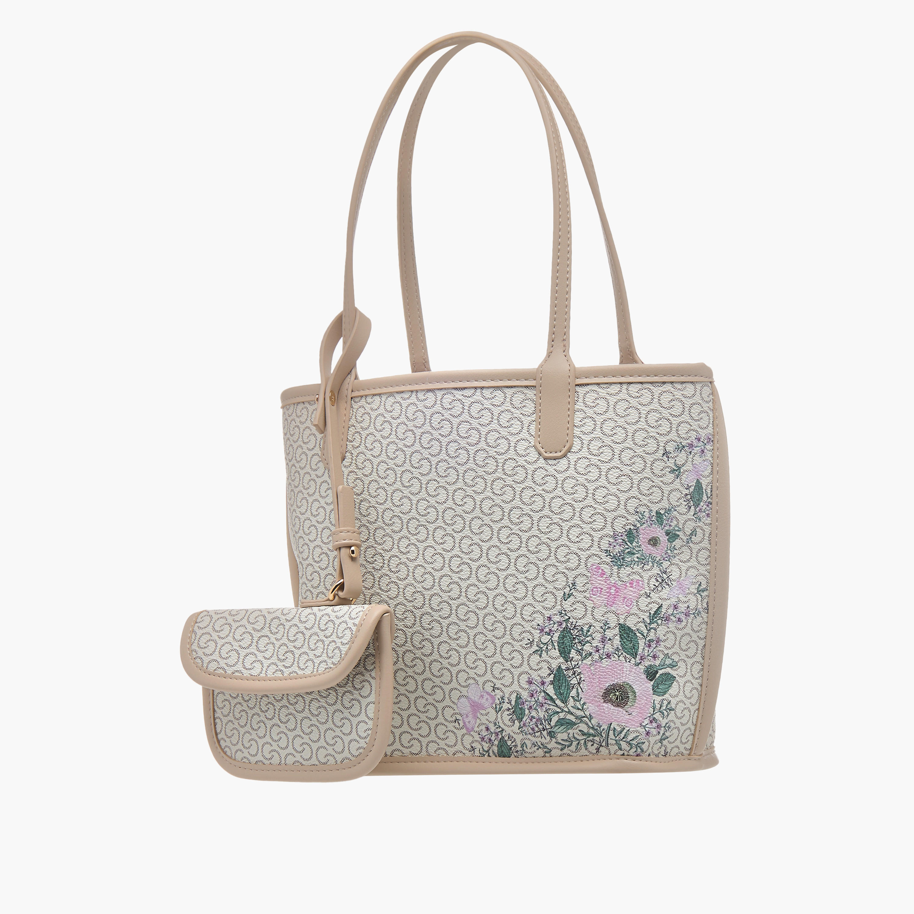 Celeste All-Over Monogram Print Tote Bag with Double Handle and Pouch-women-bagsandwallets-handbags-image-3