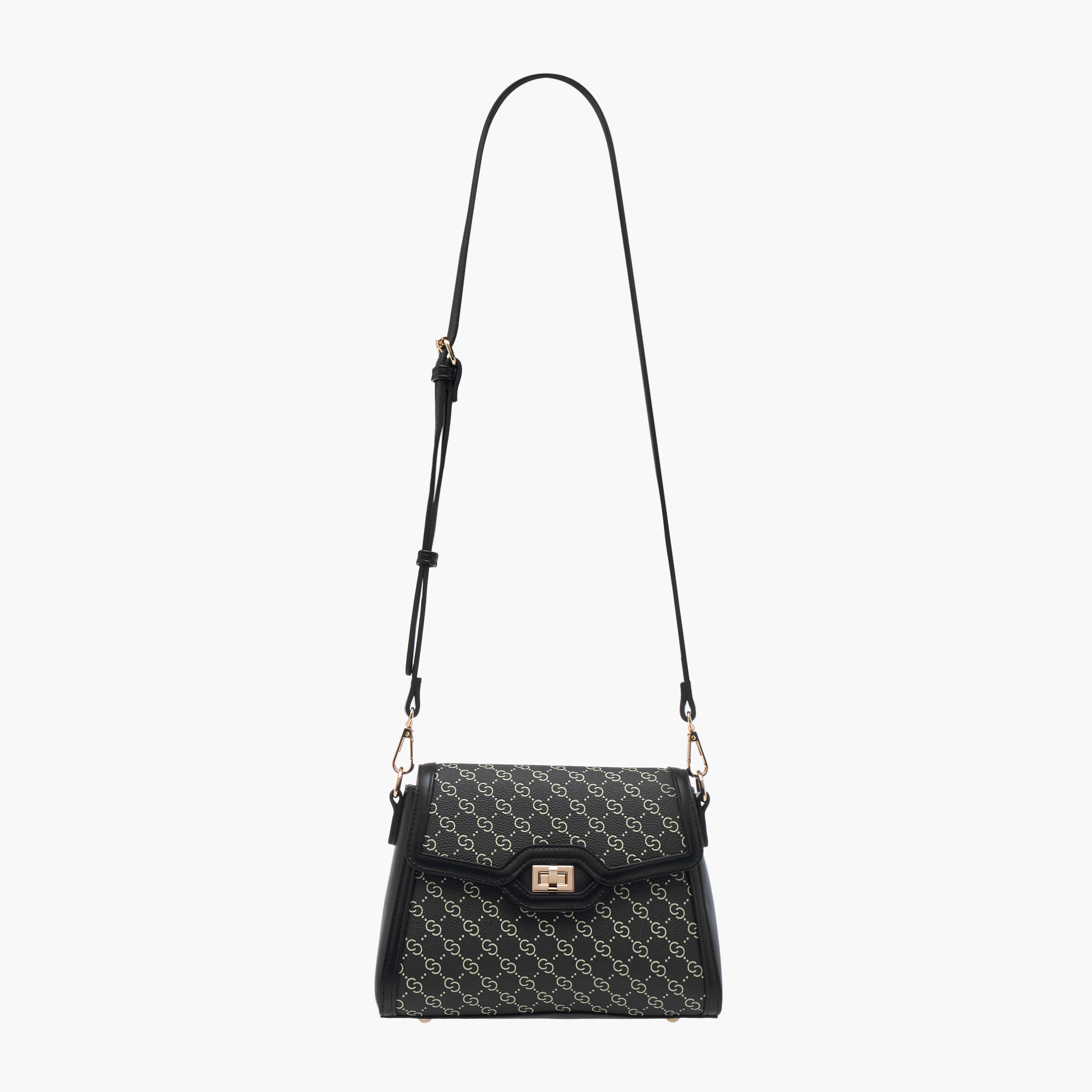 شنطة كتف بحزام قابل للتعديل وسحاب إغلاق وطبعات مونوجرام وقفل ملتوي من سيليست-women-bagsandwallets-handbags-image-2