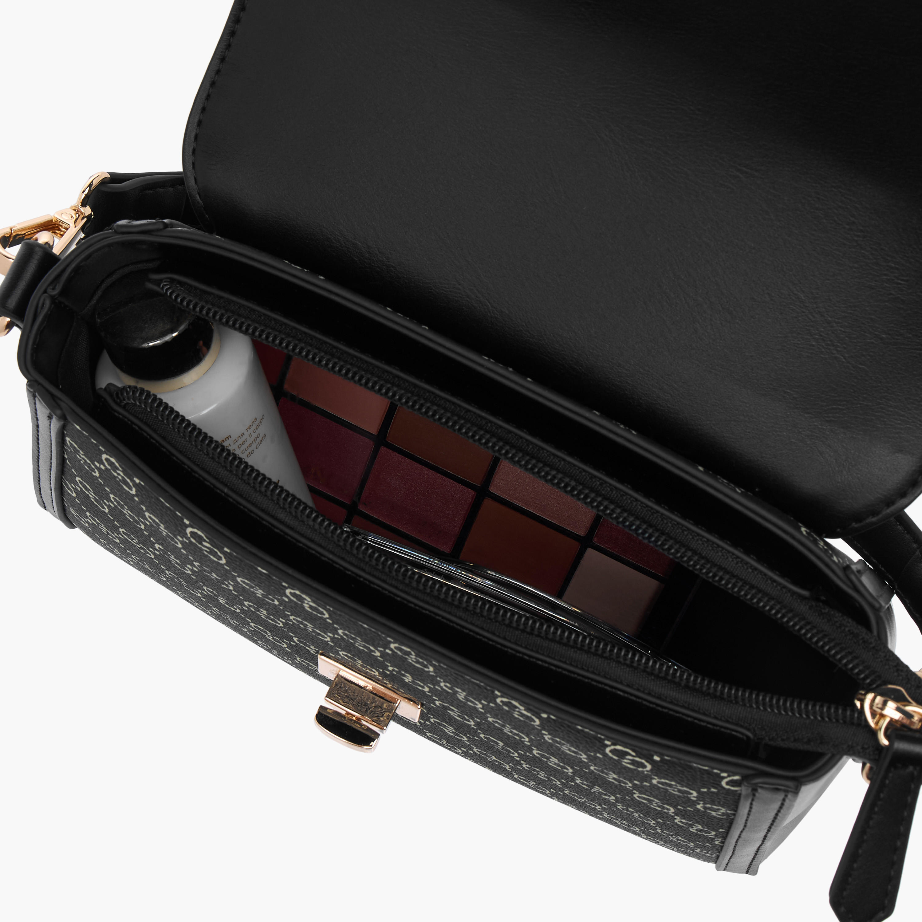 شنطة كتف بحزام قابل للتعديل وسحاب إغلاق وطبعات مونوجرام وقفل ملتوي من سيليست-women-bagsandwallets-handbags-image-7