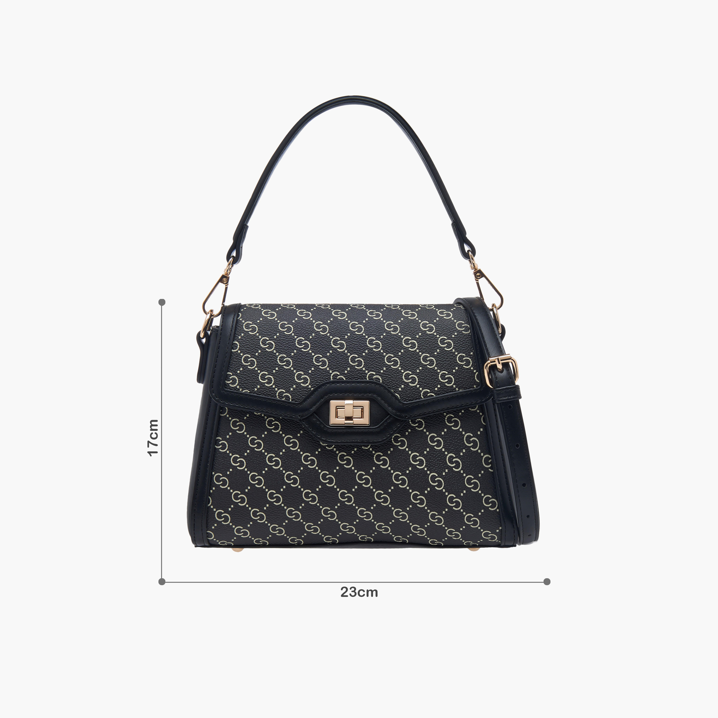 شنطة كتف بحزام قابل للتعديل وسحاب إغلاق وطبعات مونوجرام وقفل ملتوي من سيليست-women-bagsandwallets-handbags-image-8