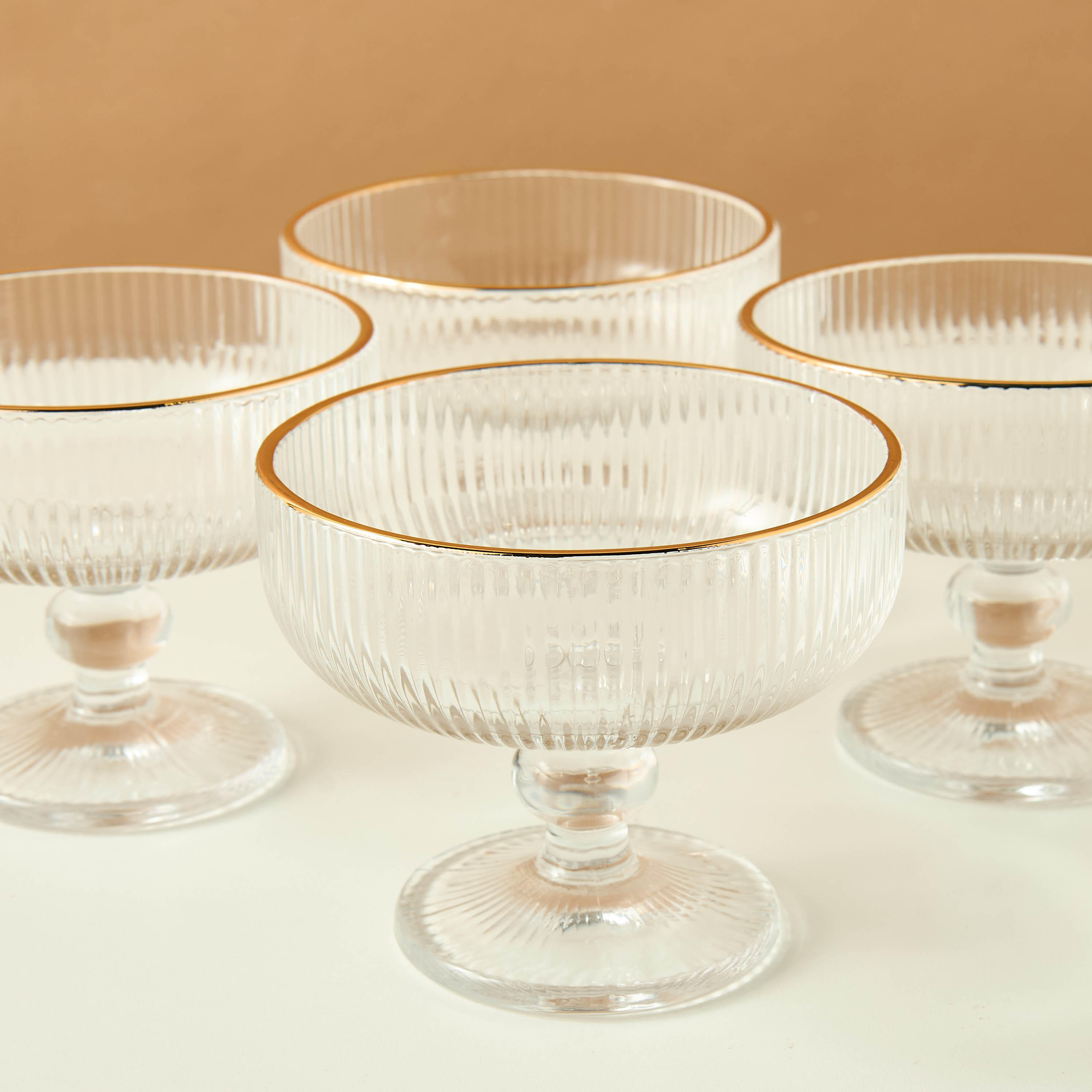 Textured Glass Ice Cream Bowl - Set of 4-household-dining-shopbysolutions-dessert-image-4