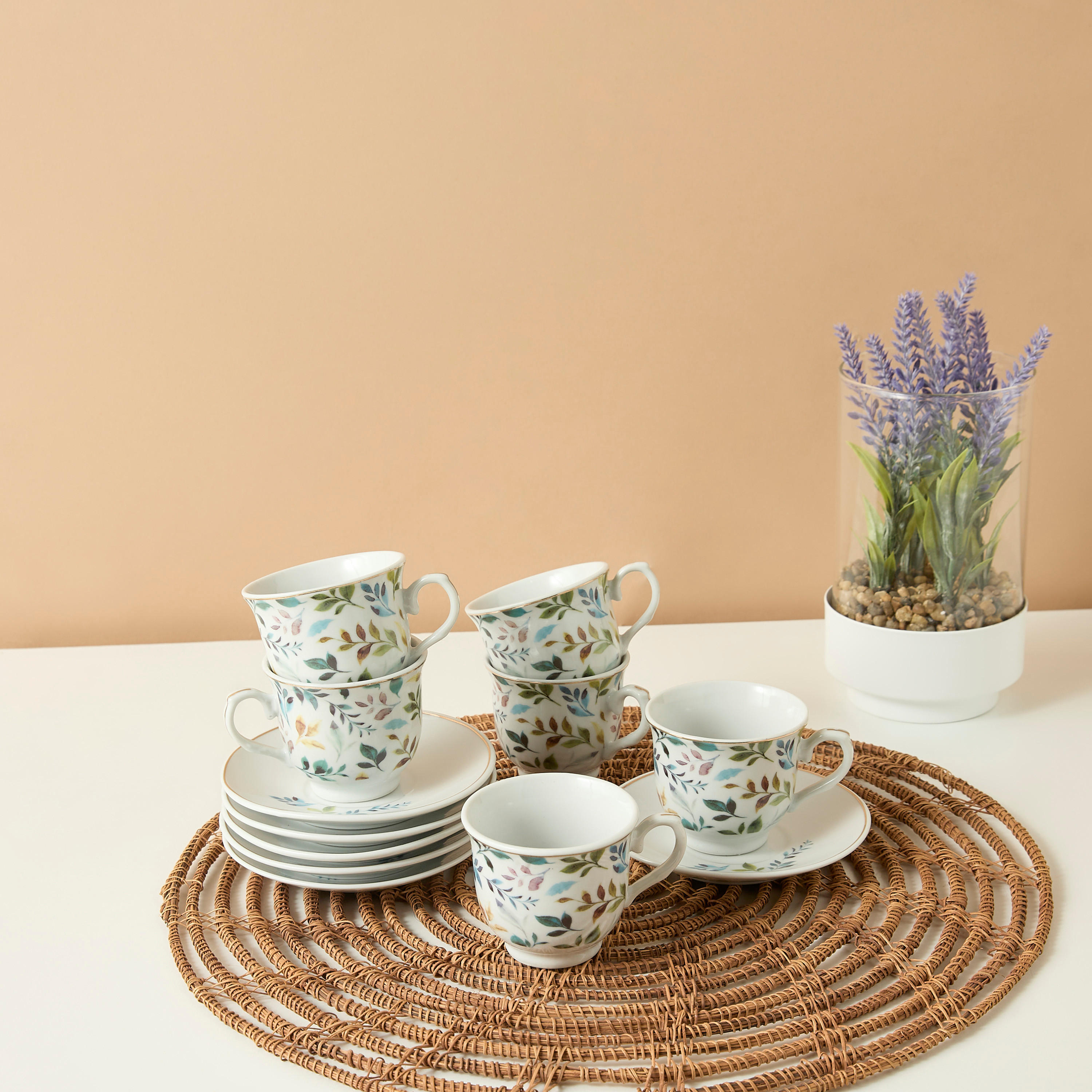 Botanic 12-Piece Printed Porcelain Coffee Set - 90 ml-household-dining-teaandcoffee-teaandcoffeesets-image-1