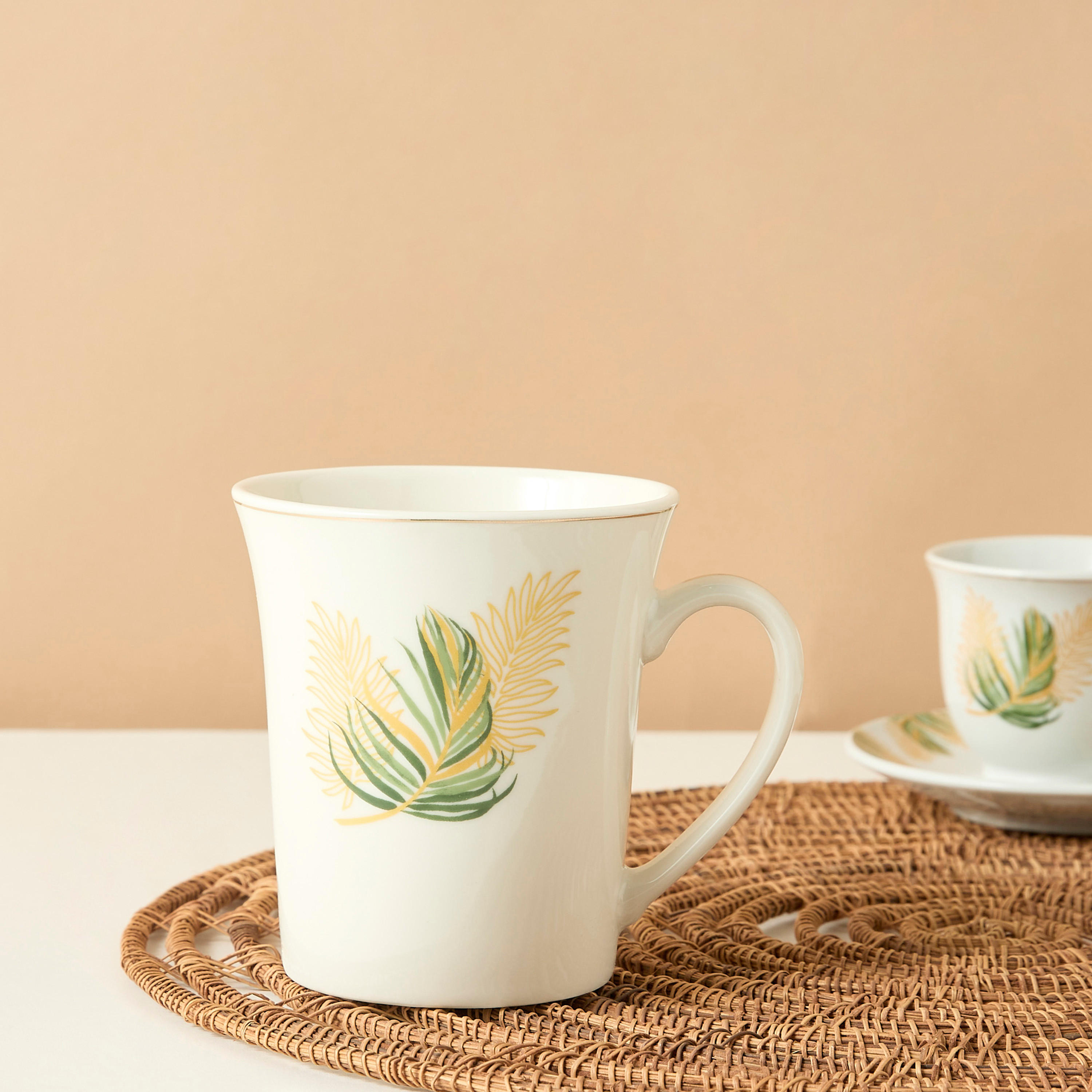 Palm Print New Bone China Mug with Handle-household-dining-teaandcoffee-mugsandcups-image-1