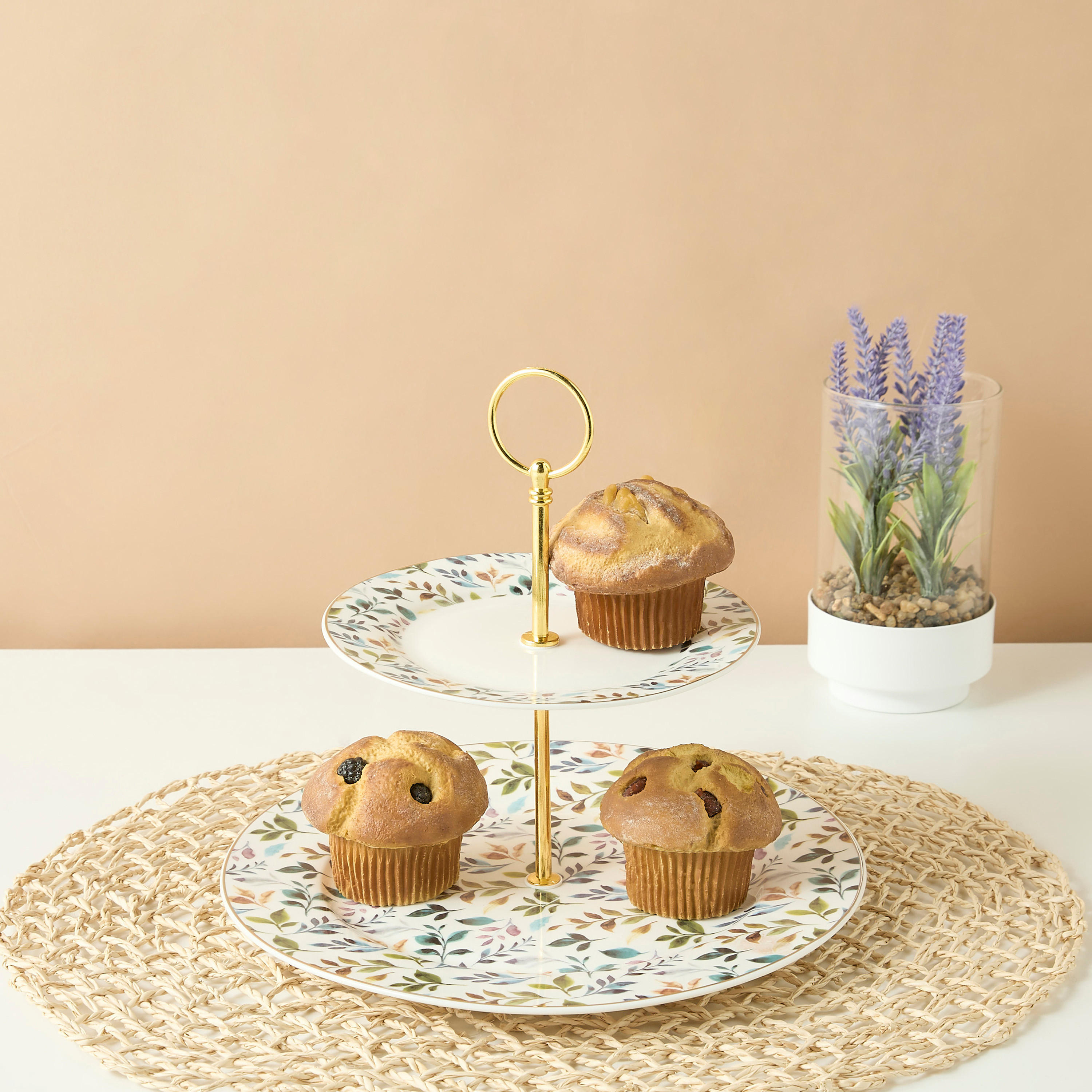 Botanic Printed 2-Tiered New Bone Chine Cake Stand-household-dining-serveware-cakestands-image-2