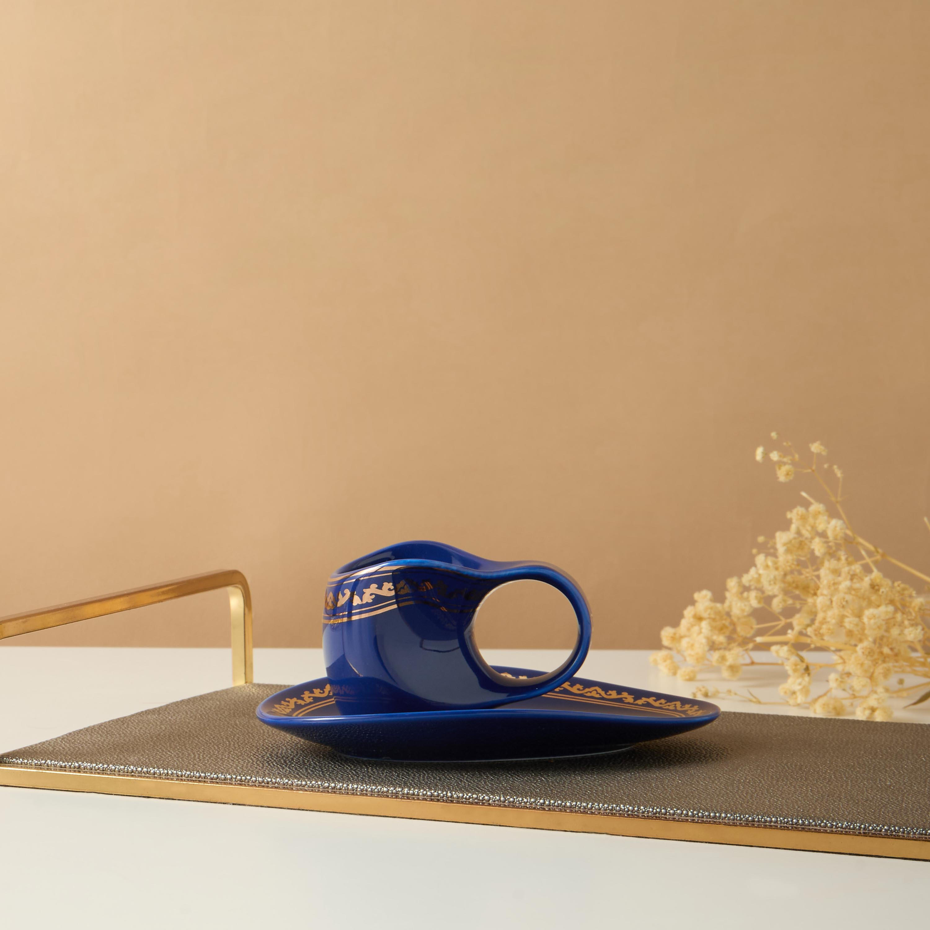 Gia Como New Bone China Abstract Cup and Oval Saucer Set - 60 ml-household-dining-teaandcoffee-teaandcoffeesets-image-1