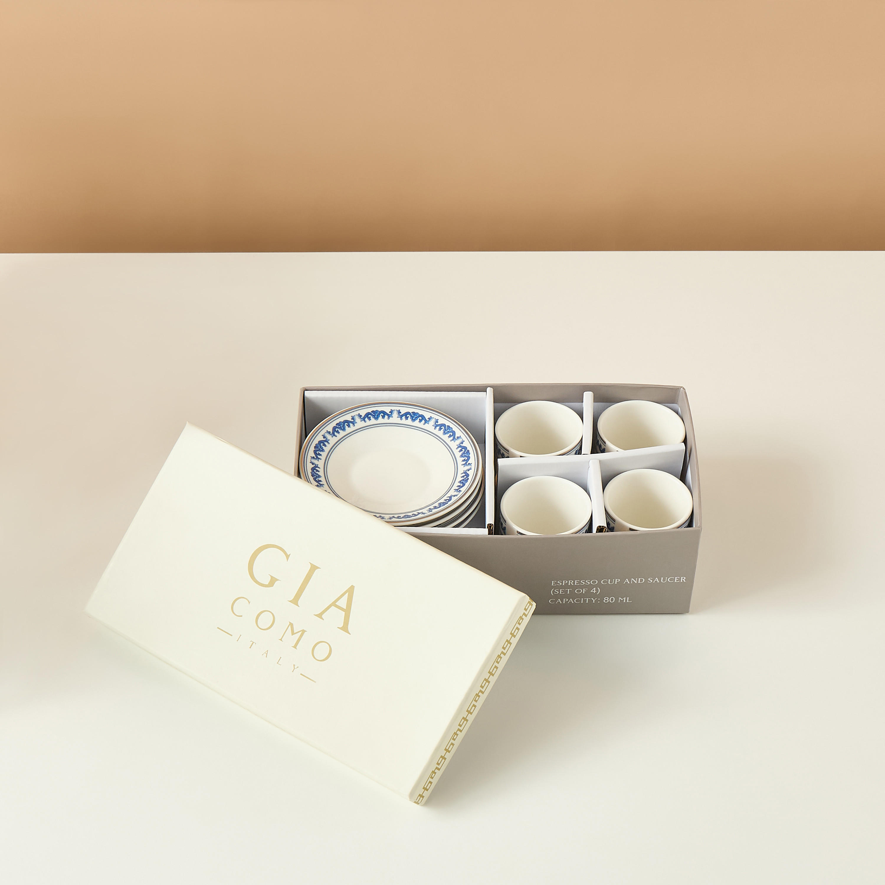 Gia Como 8-Piece New Bone China Espresso Cup and Saucer Set - 80 ml-household-dining-teaandcoffee-teaandcoffeesets-image-6
