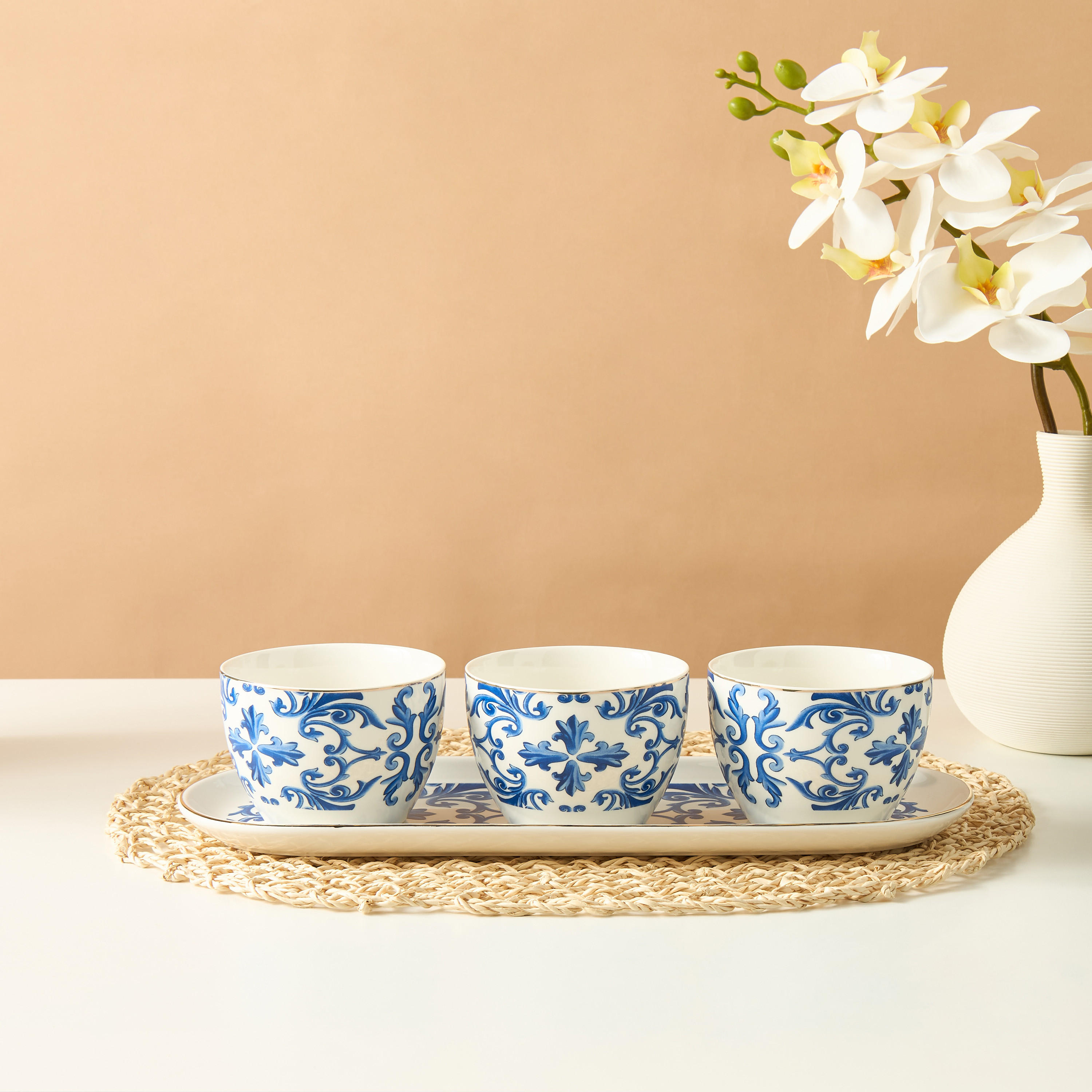 Gia Como 4-Piece New Bone China Tray and Bowl Set-household-dining-dinnerware-bowls-image-1