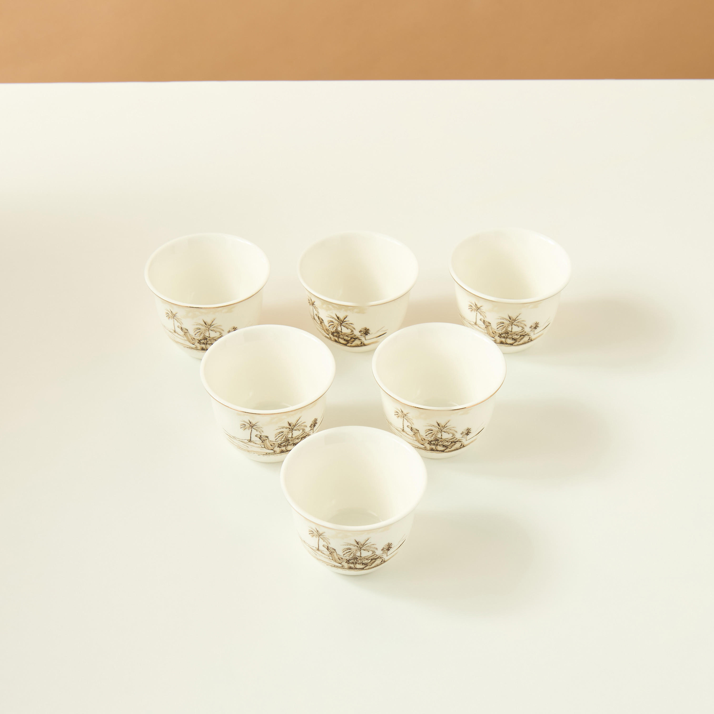 Camel 6-Piece New Bone China Kahwa Cup Set - 65 ml-household-dining-teaandcoffee-teaandcoffeesets-image-2