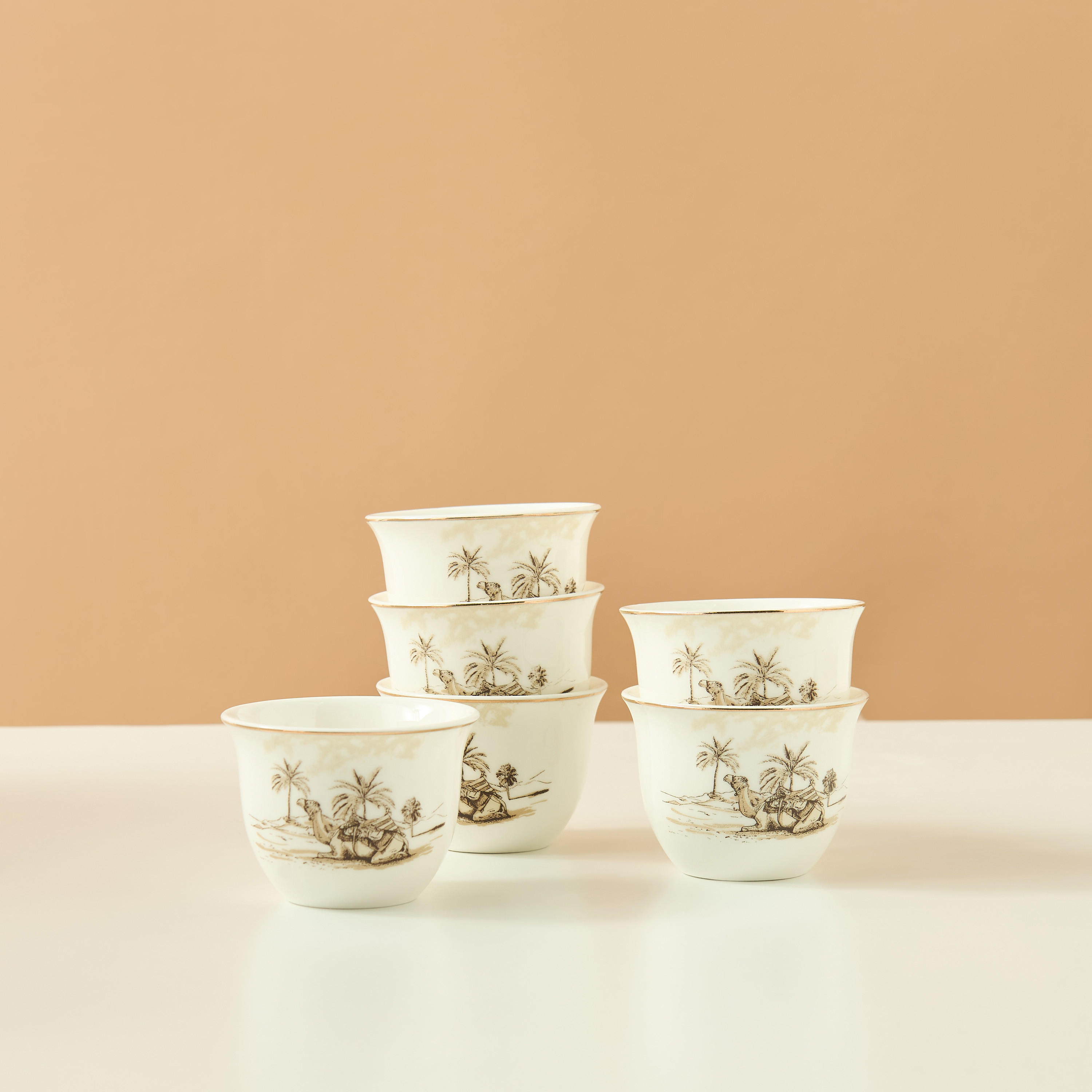 Camel 6-Piece New Bone China Kahwa Cup Set - 65 ml-household-dining-teaandcoffee-teaandcoffeesets-image-3
