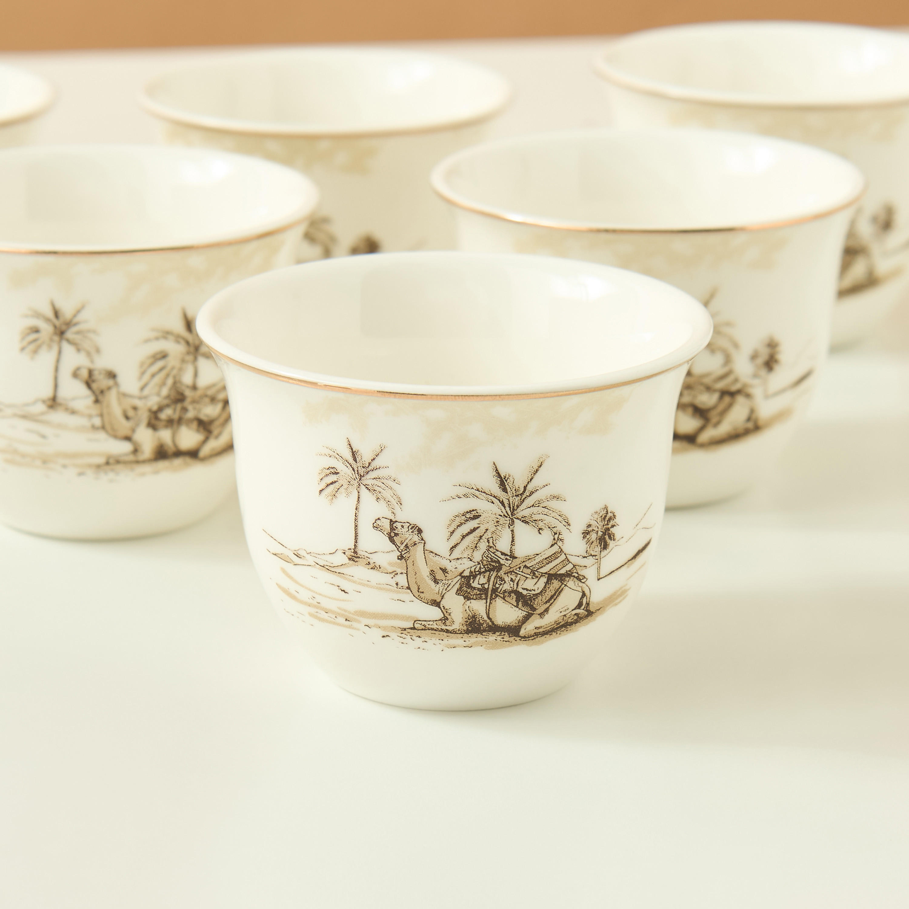 Camel 6-Piece New Bone China Kahwa Cup Set - 65 ml-household-dining-teaandcoffee-teaandcoffeesets-image-4