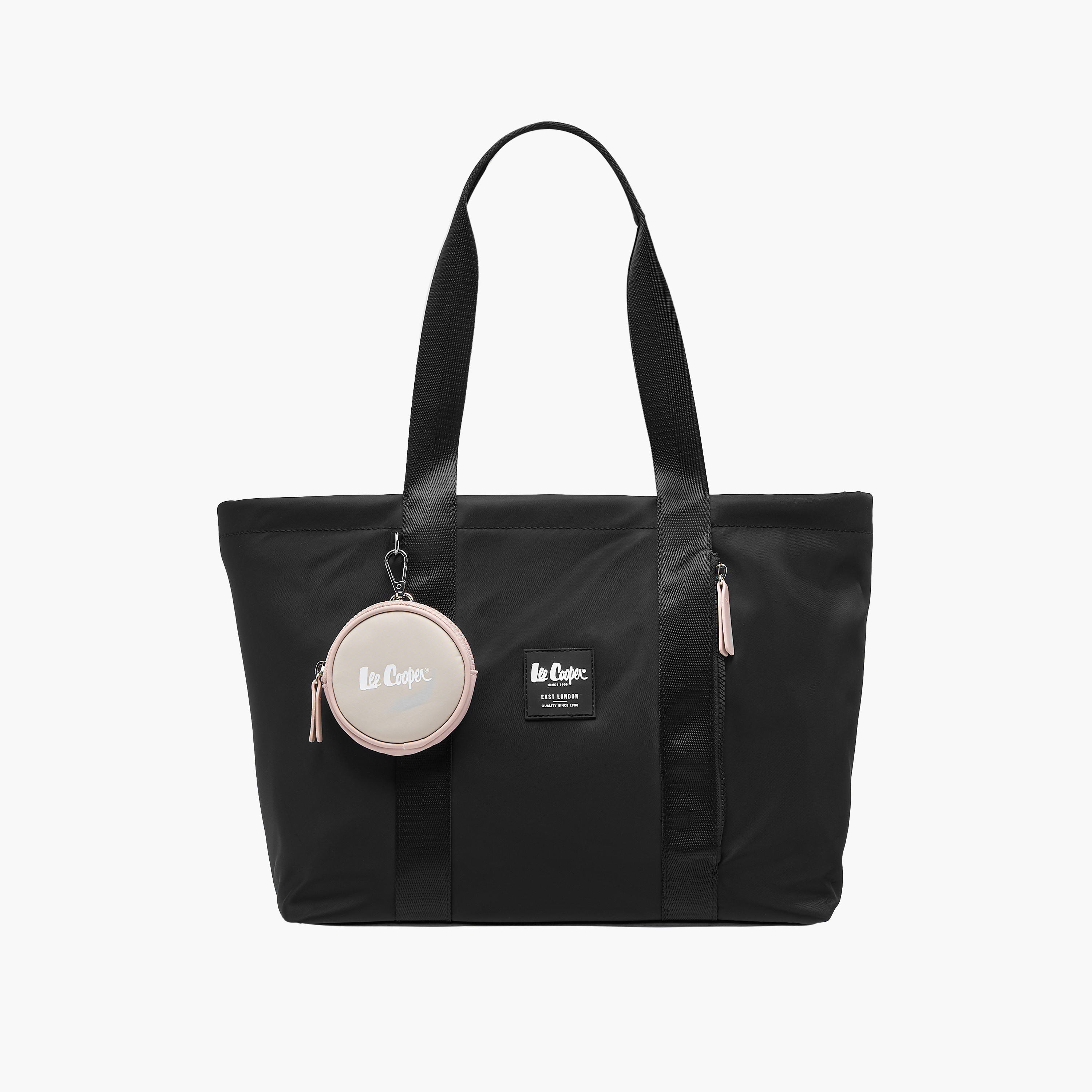 Lee Cooper Logo Print Tote Bag with Double Handle and Coin Pouch-women-bagsandwallets-handbags-image-1