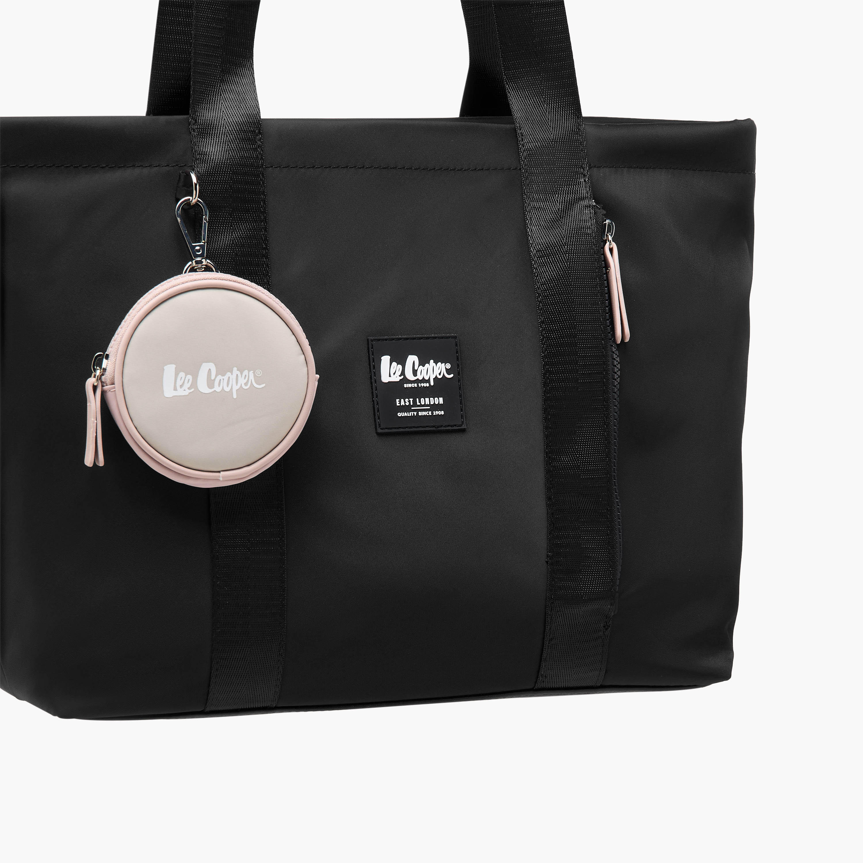 Lee Cooper Logo Print Tote Bag with Double Handle and Coin Pouch-women-bagsandwallets-handbags-image-4