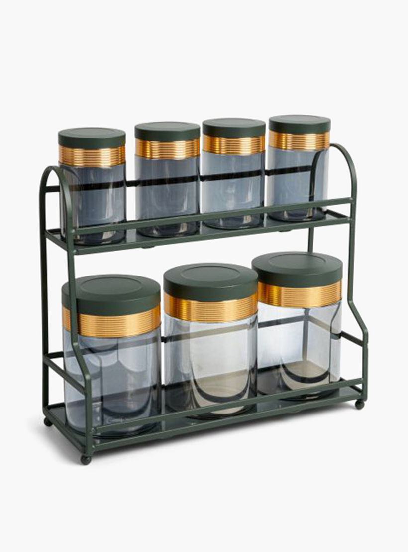 Otantik 7-Piece Porcelain Canister Set with Stand-household-kitchen-foodstorage-containers-image-1