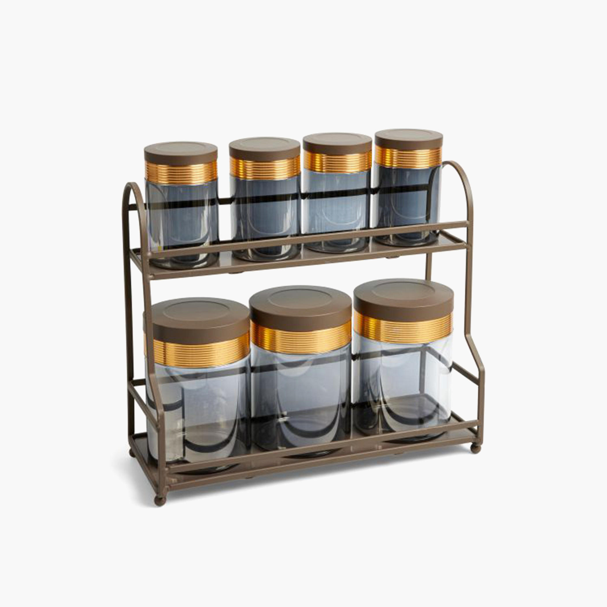 Otantik 8-Piece Porcelain Canister and Stand Set-household-kitchen-foodstorage-containers-image-1