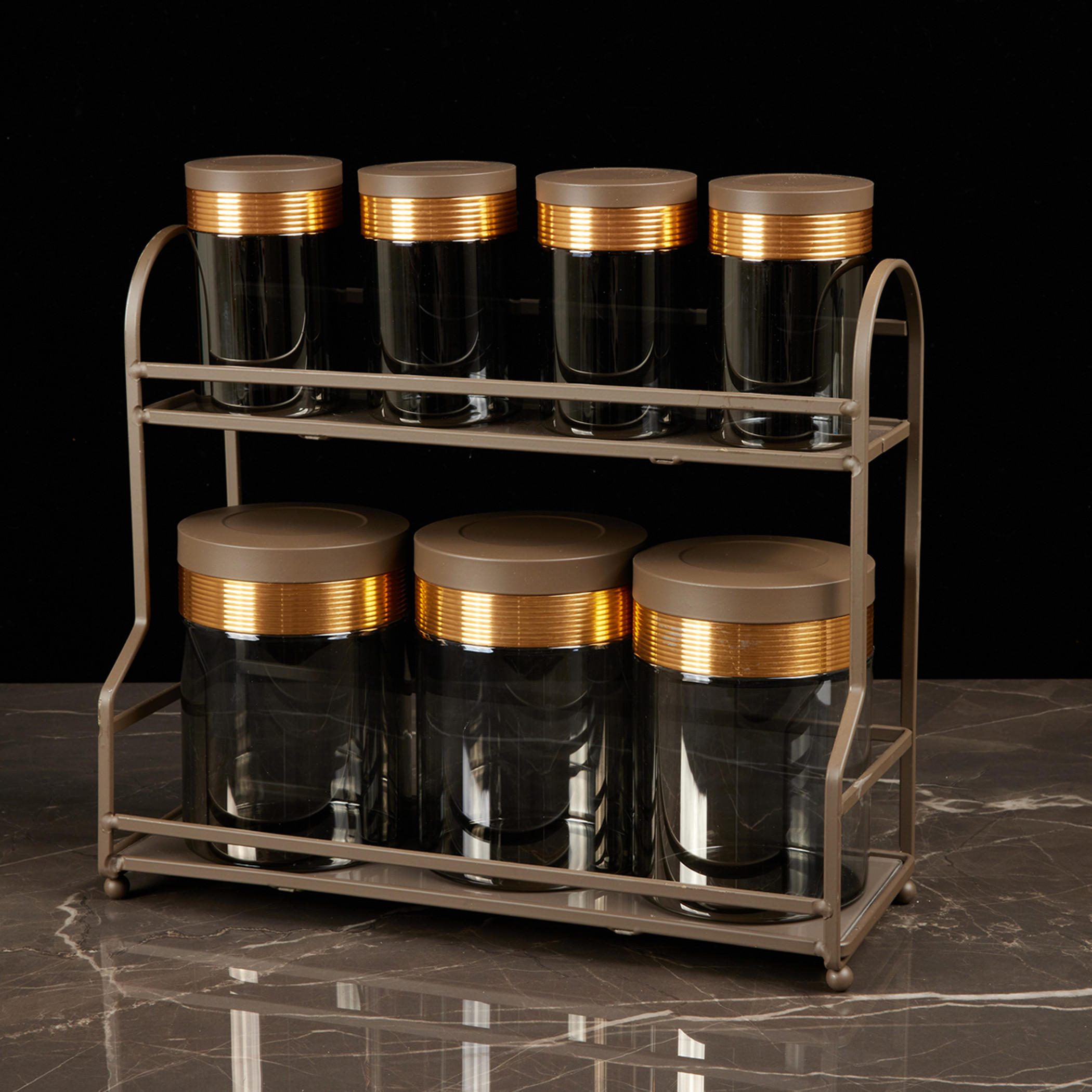 Otantik 8-Piece Porcelain Canister and Stand Set-household-kitchen-foodstorage-containers-image-2