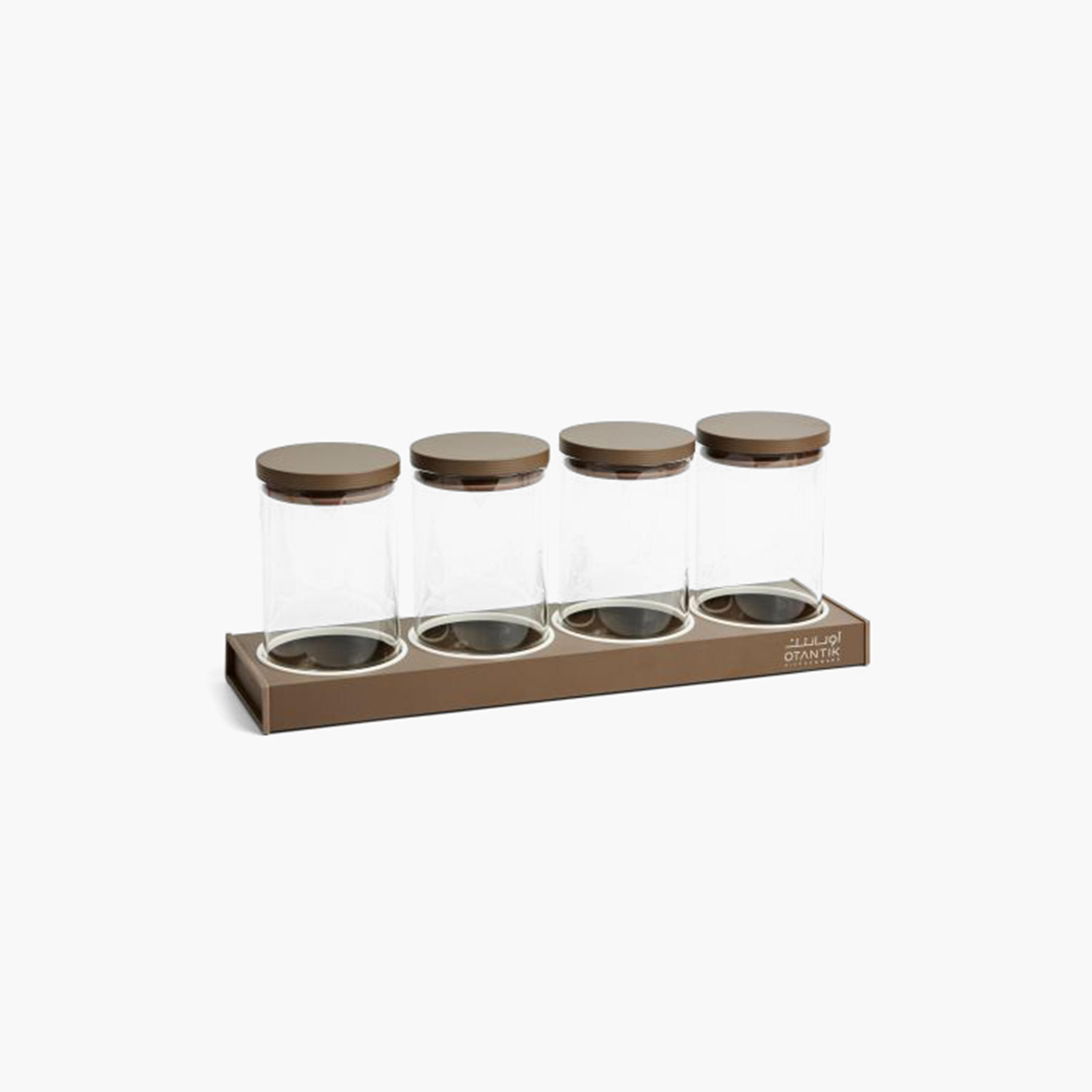 Otantik 4-Piece Porcelain Canister Set with Tray-household-kitchen-foodstorage-canistersandjars-image-1