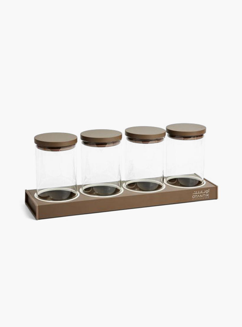 Otantik 4-Piece Porcelain Canister Set with Tray-household-kitchen-foodstorage-canistersandjars-image-1