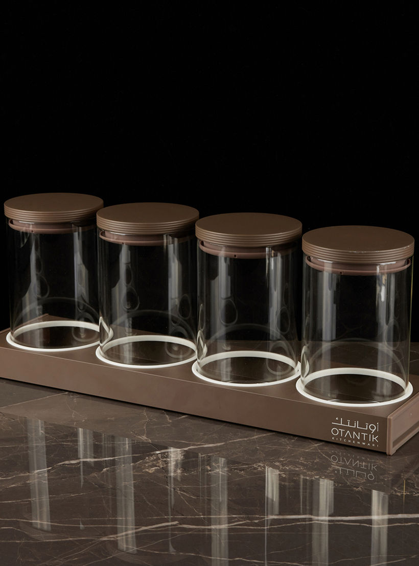Otantik 4-Piece Porcelain Canister Set with Tray-household-kitchen-foodstorage-canistersandjars-image-2