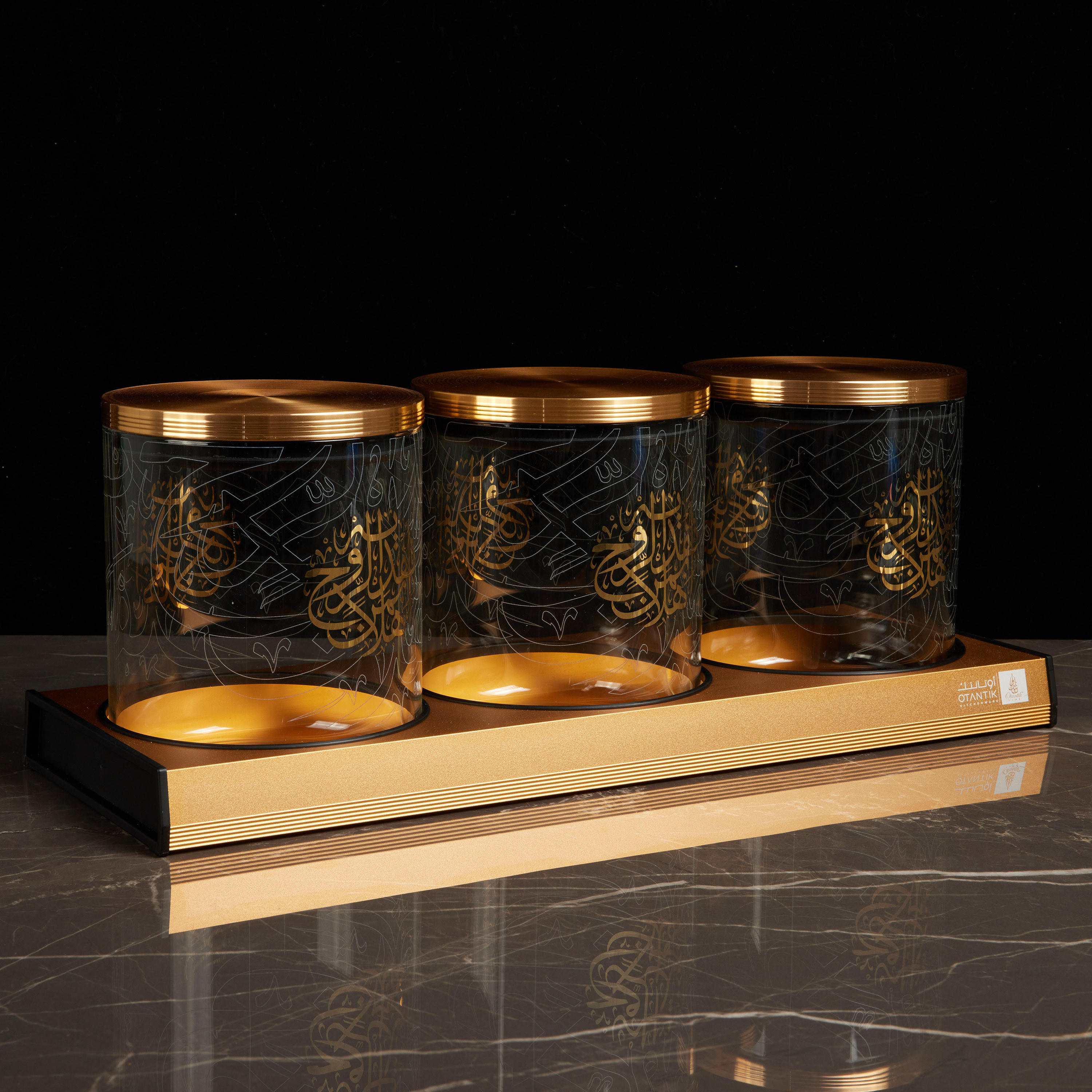 Otantik 4-Piece Printed Decorative Jar with Lid and Tray-household-dining-dinnerware-bowls-image-2
