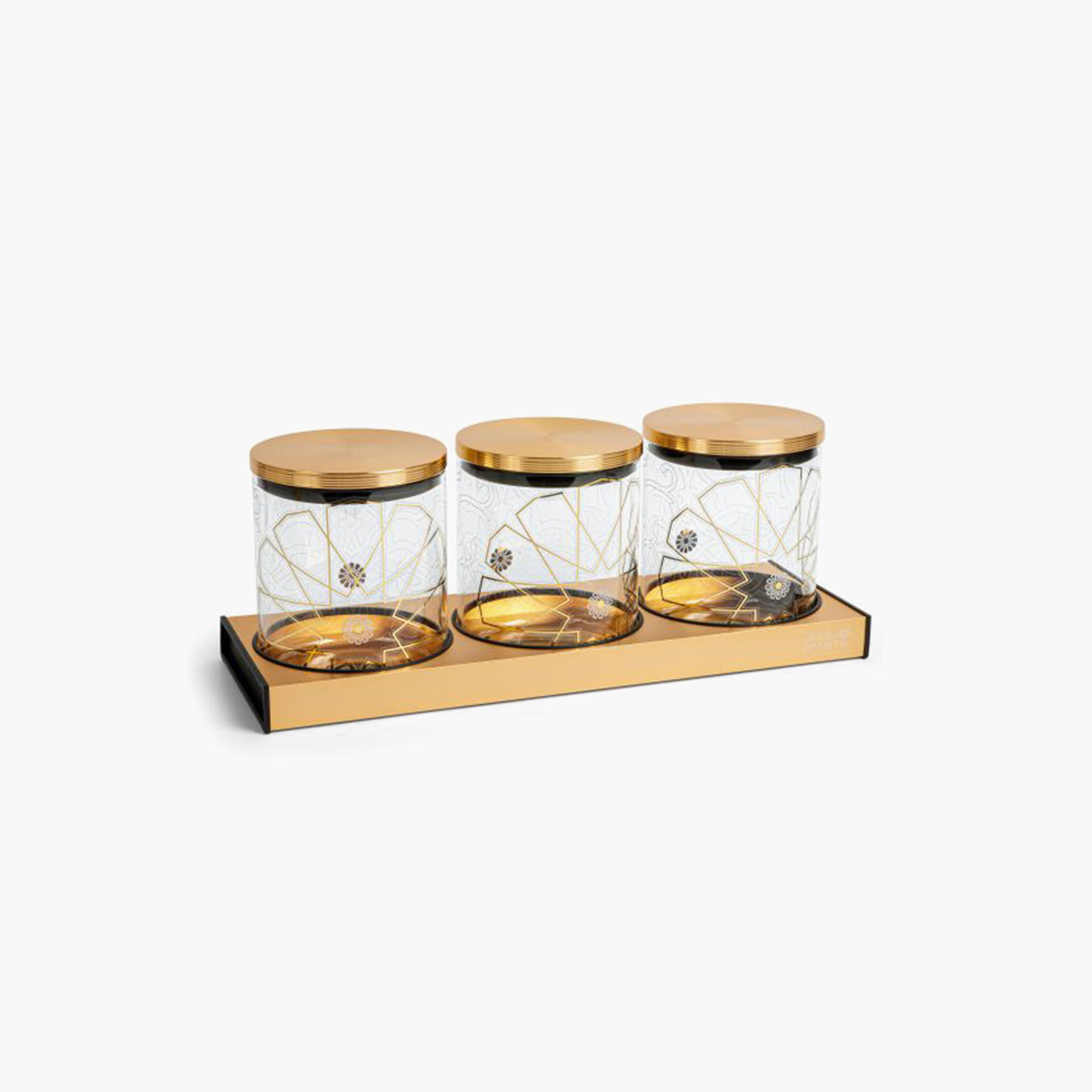 Otantik 4-Piece Decorative Jar with Tray Set-household-kitchen-foodstorage-canistersandjars-image-1