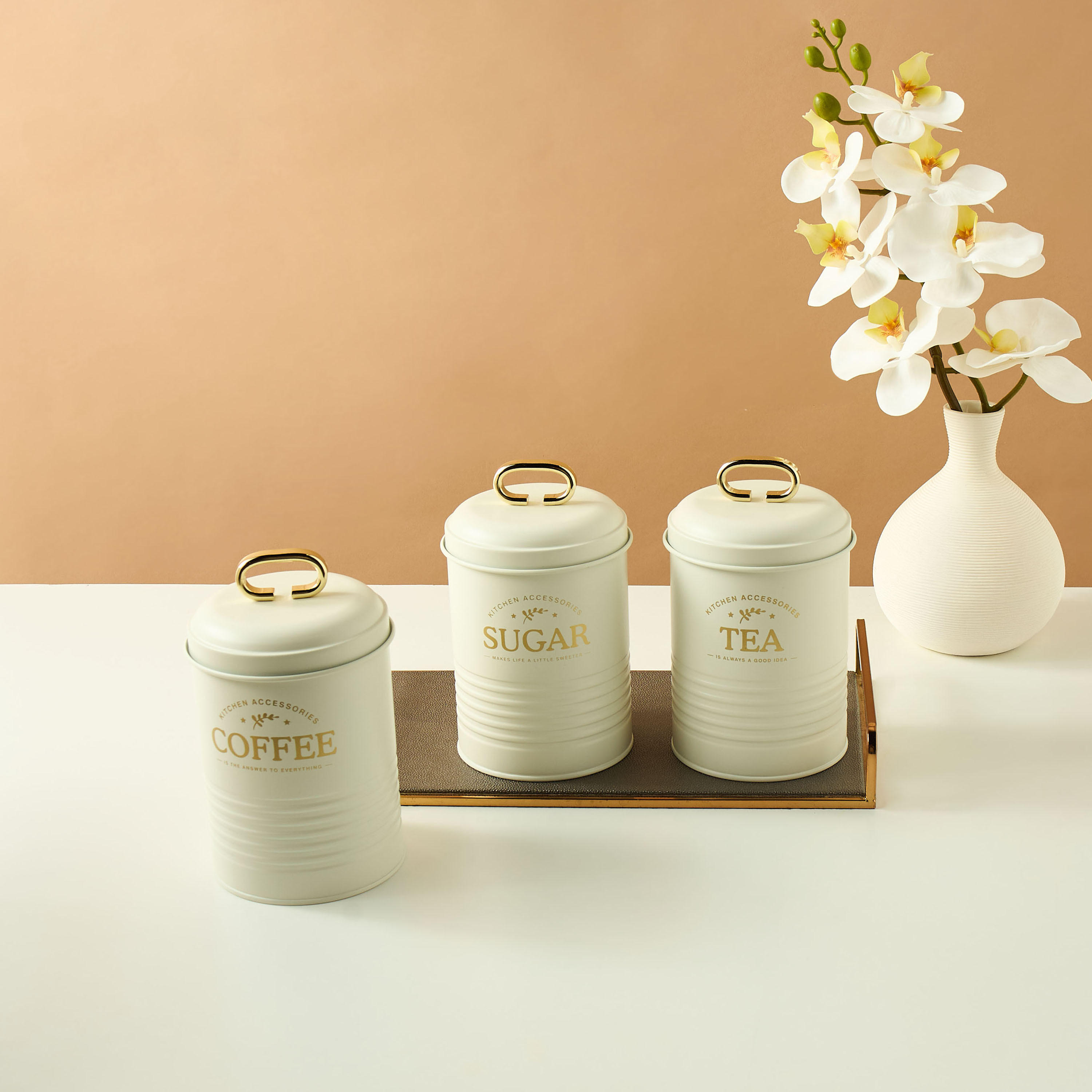 Typography Print 3-Piece Metal Container Set-household-kitchen-foodstorage-canistersandjars-image-1