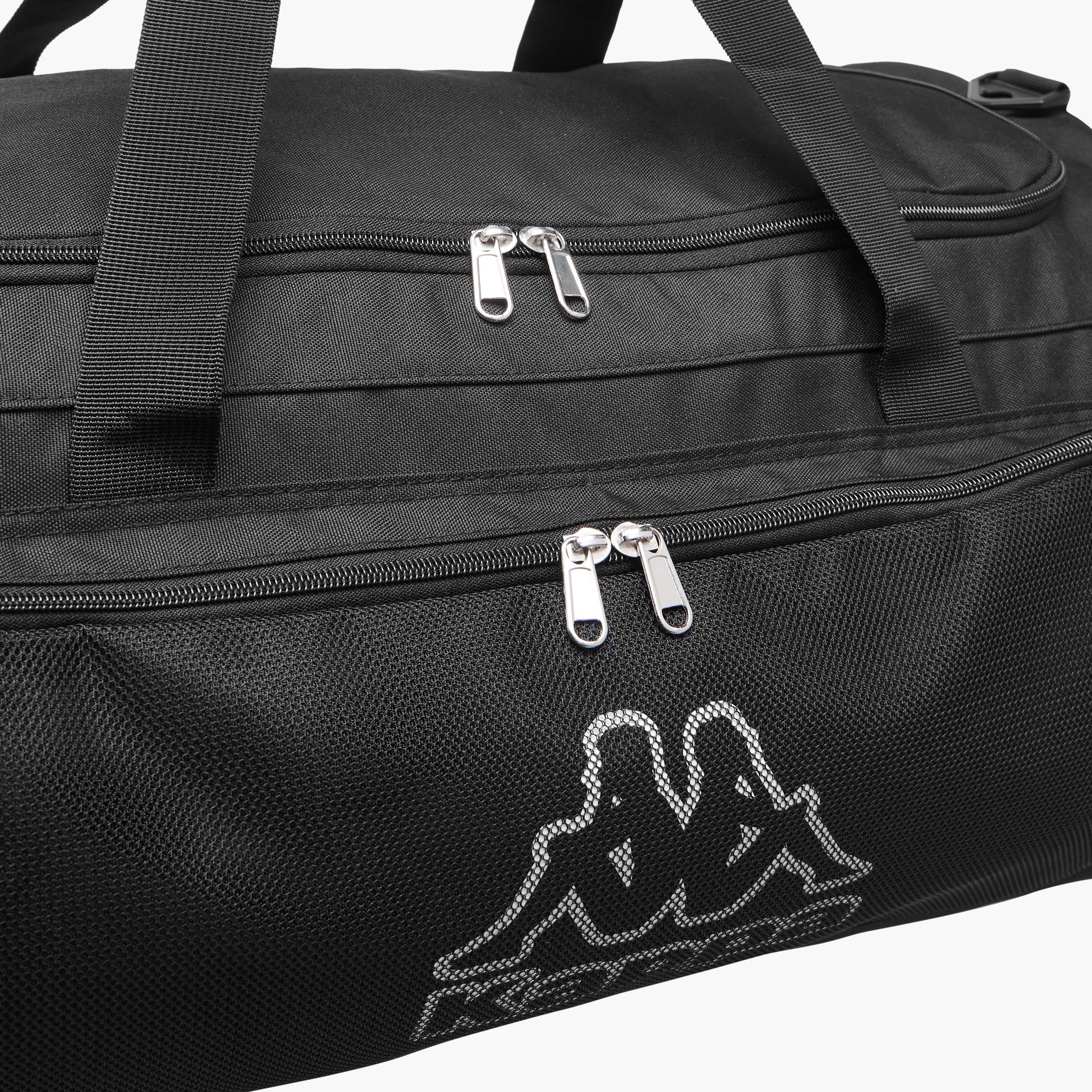 Kappa Logo Print Duffel Bag with Detachable Strap and Zip Closure-travel-luggagesandbags-dufflebags-image-4