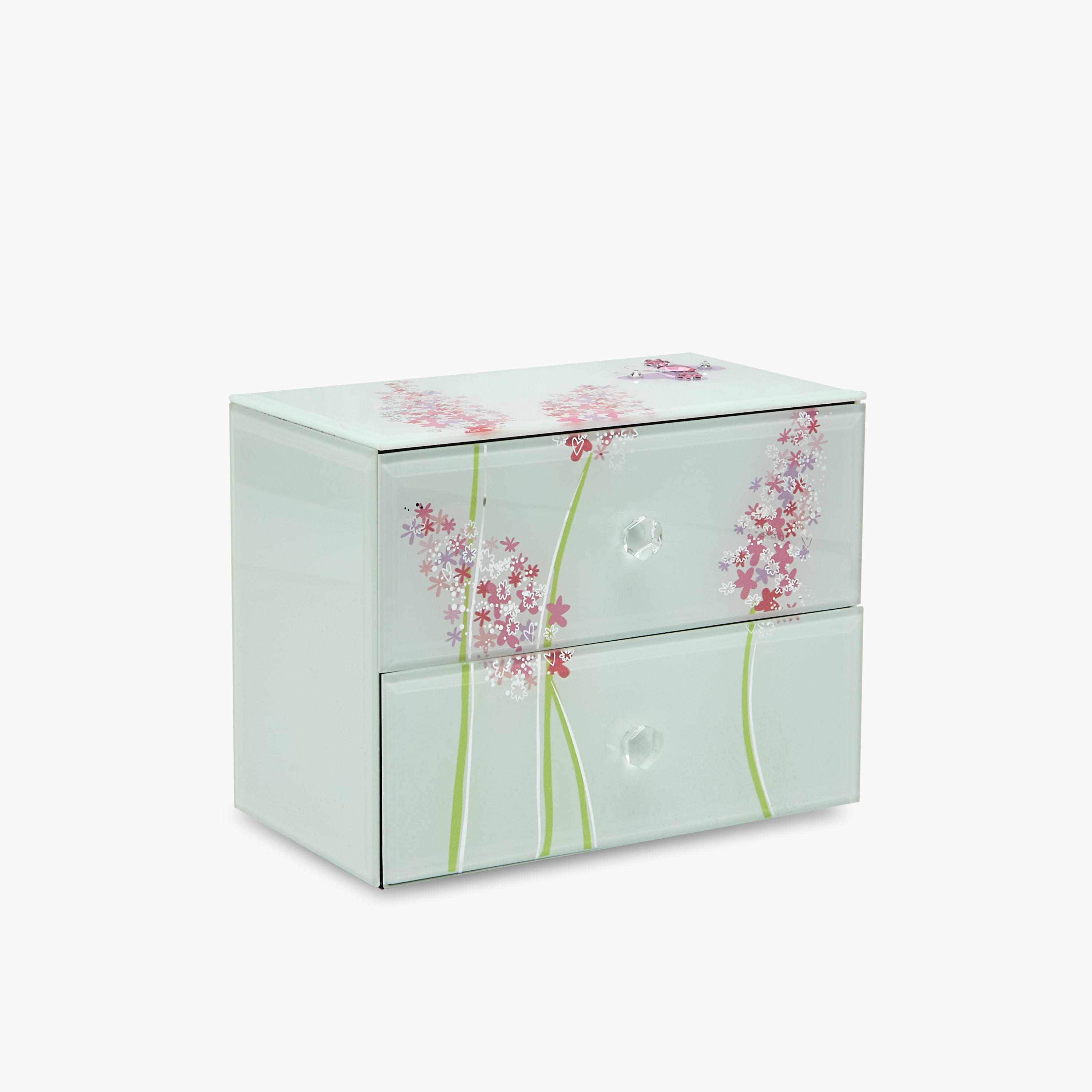 Butterfly 2-Drawer Glass Jewellery Box - 18x10x14 cms-women-watchesandjewellery-jewellery-storage-image-1